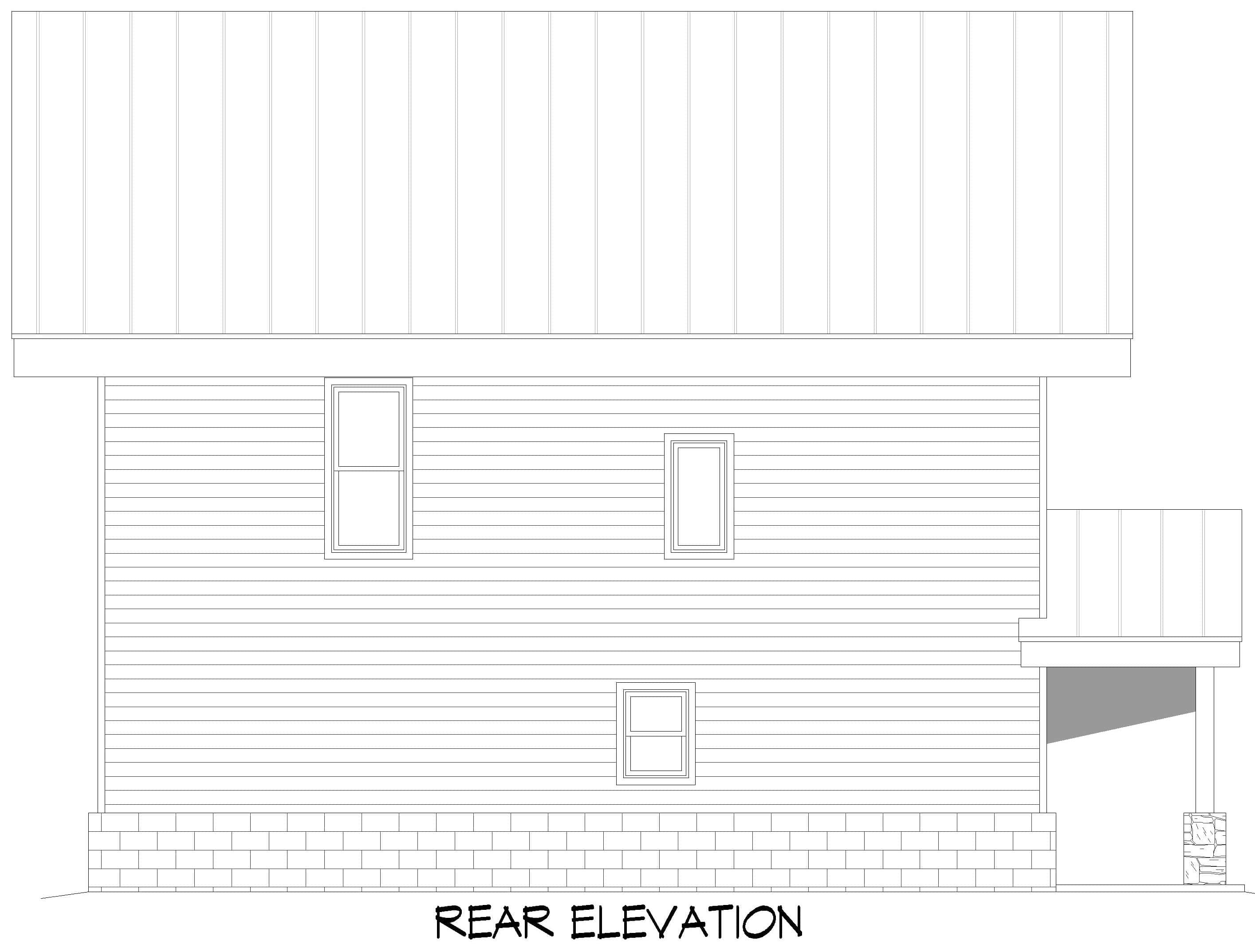 Home Plan Rear Elevation of this 3-Bedroom,2075 Sq Ft Plan -196-1923