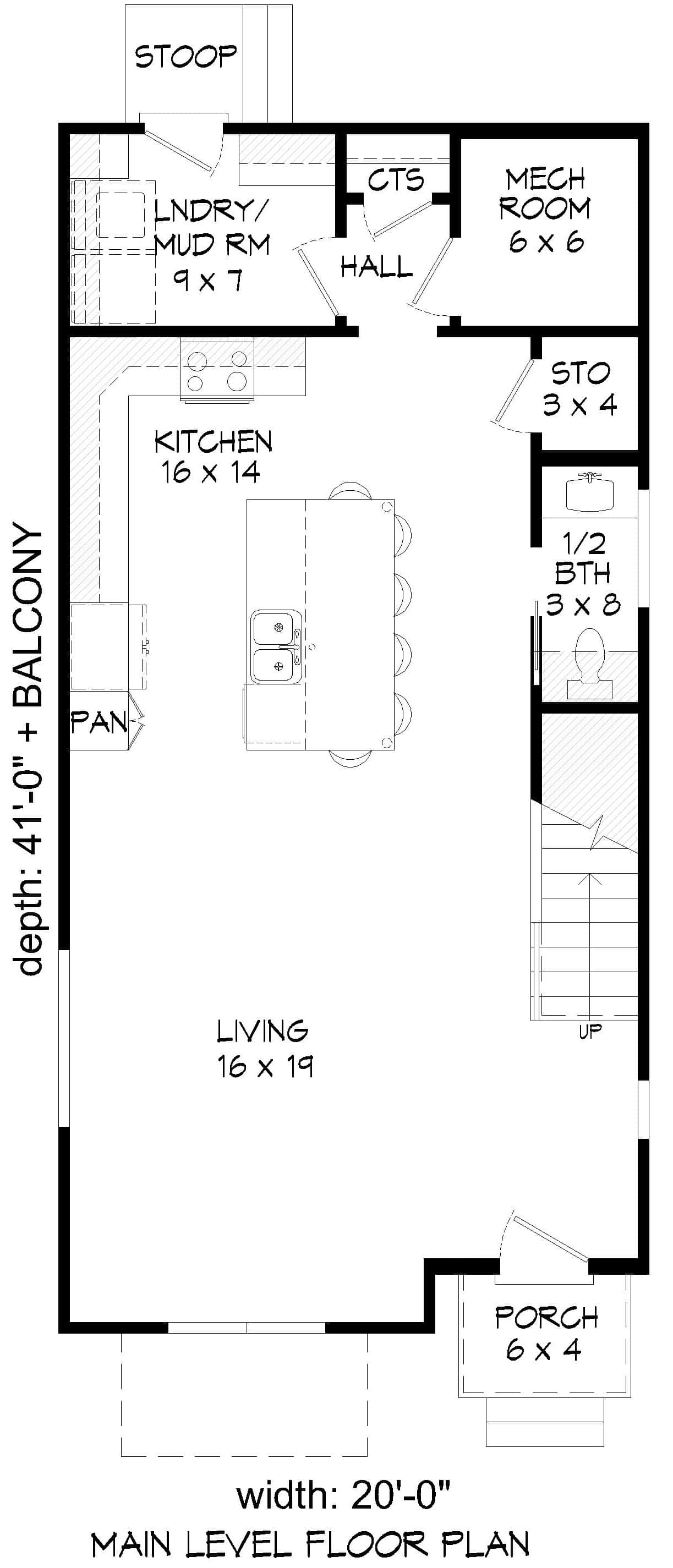 Main Level of Contemporary Plan #196-1927