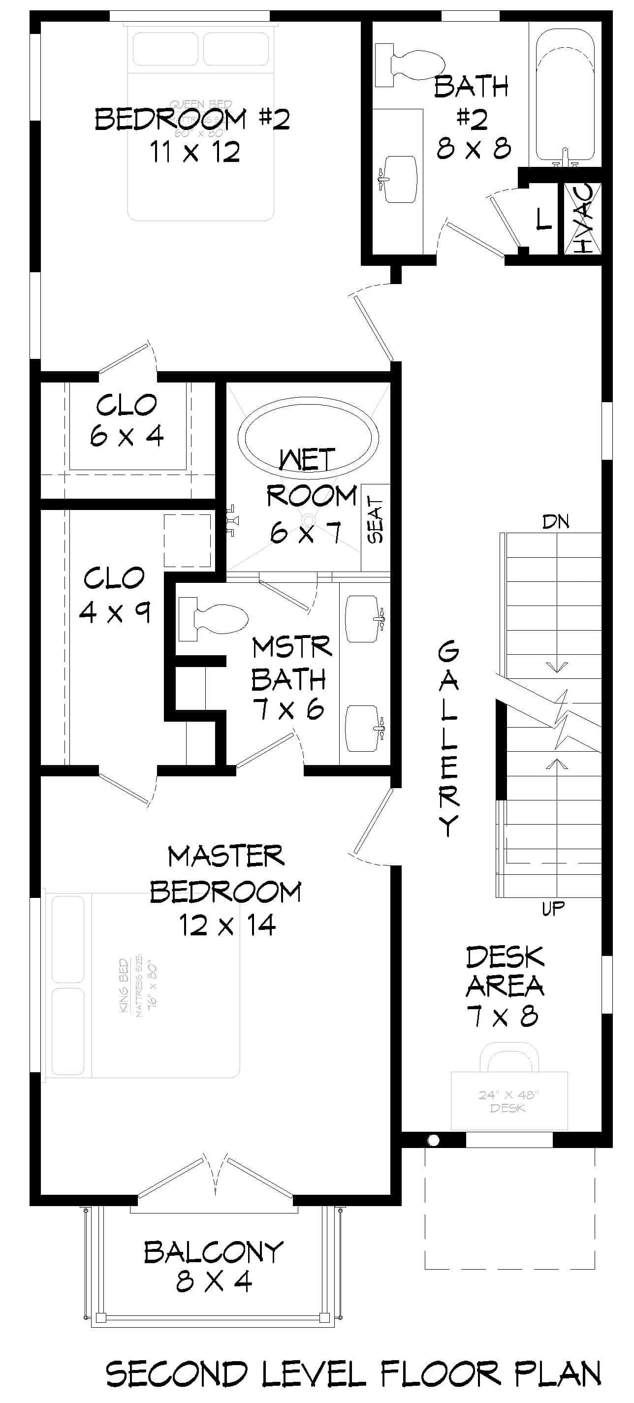 Upper Level of Contemporary Plan #196-1927