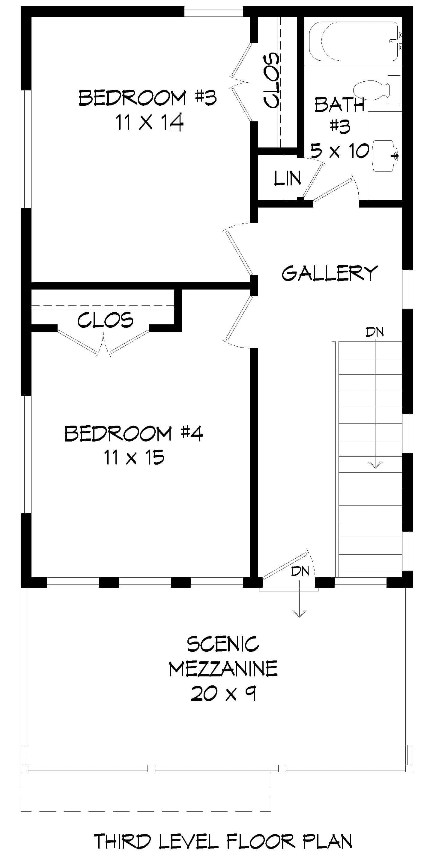 Third Story of Contemporary Plan #196-1927