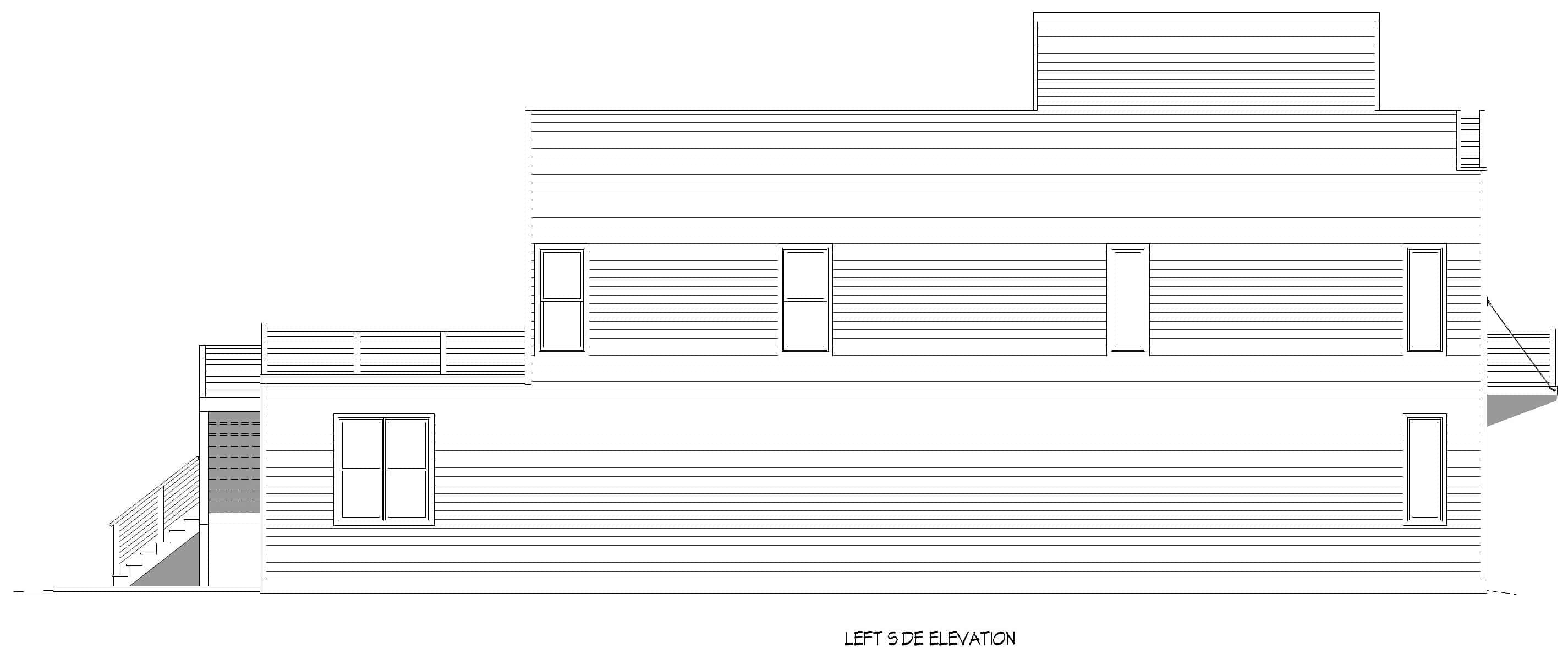 Home Plan Left Elevation of this 3-Bedroom,2080 Sq Ft Plan -196-1928