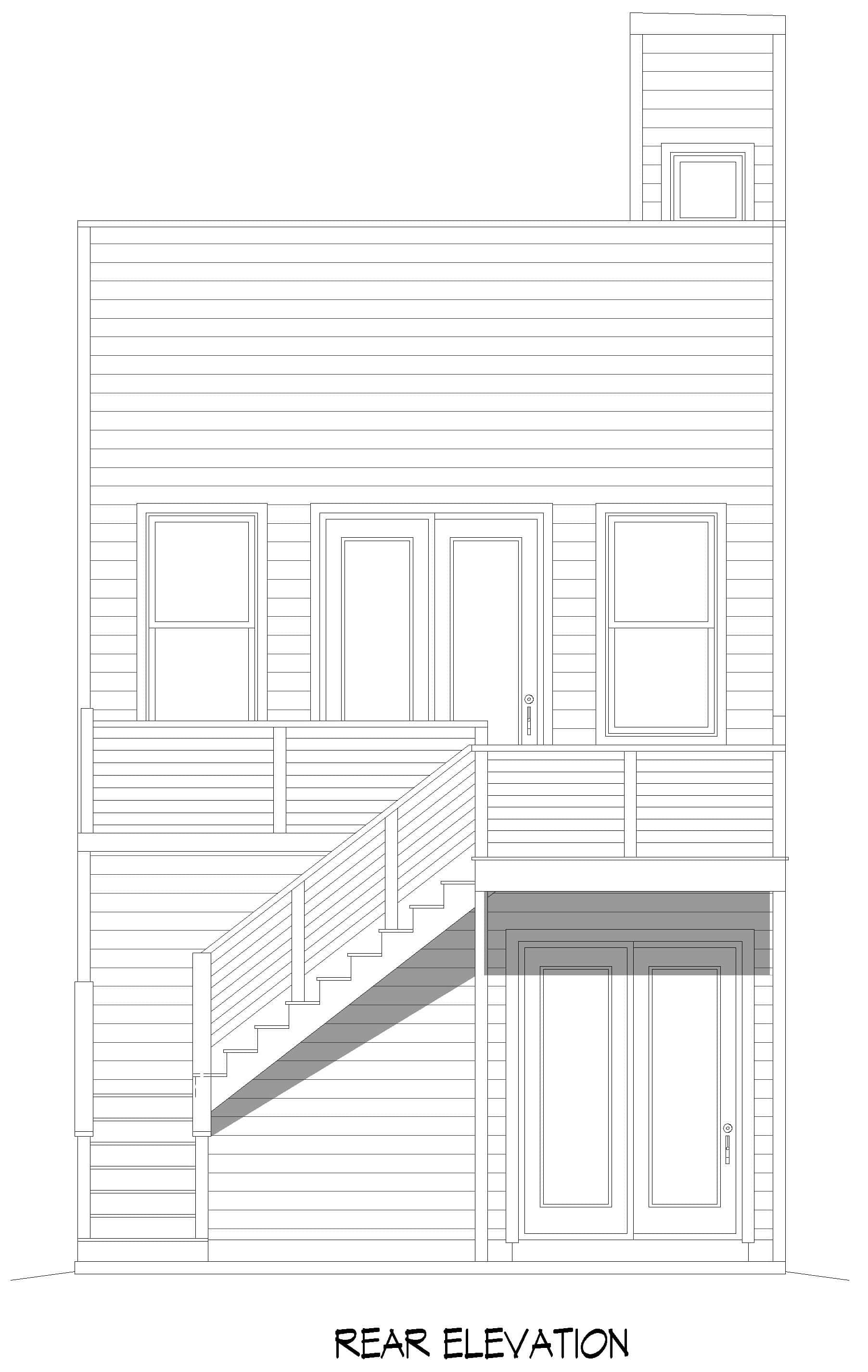 Home Plan Rear Elevation of this 3-Bedroom,2080 Sq Ft Plan -196-1928