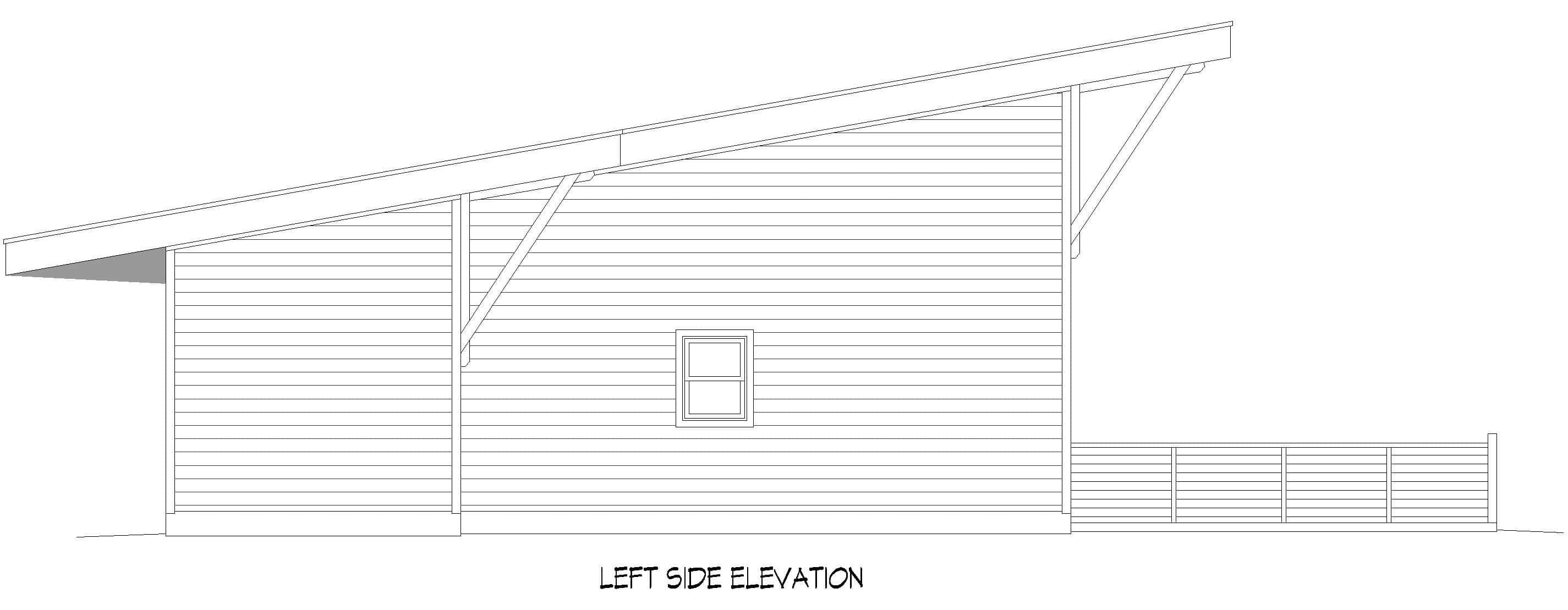 Home Plan Left Elevation of this 1-Bedroom,986 Sq Ft Plan -196-1930