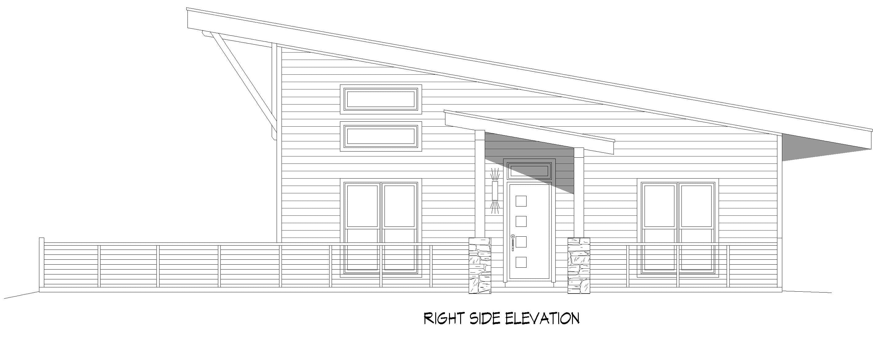 Home Plan Rear Elevation of this 1-Bedroom,986 Sq Ft Plan -196-1930