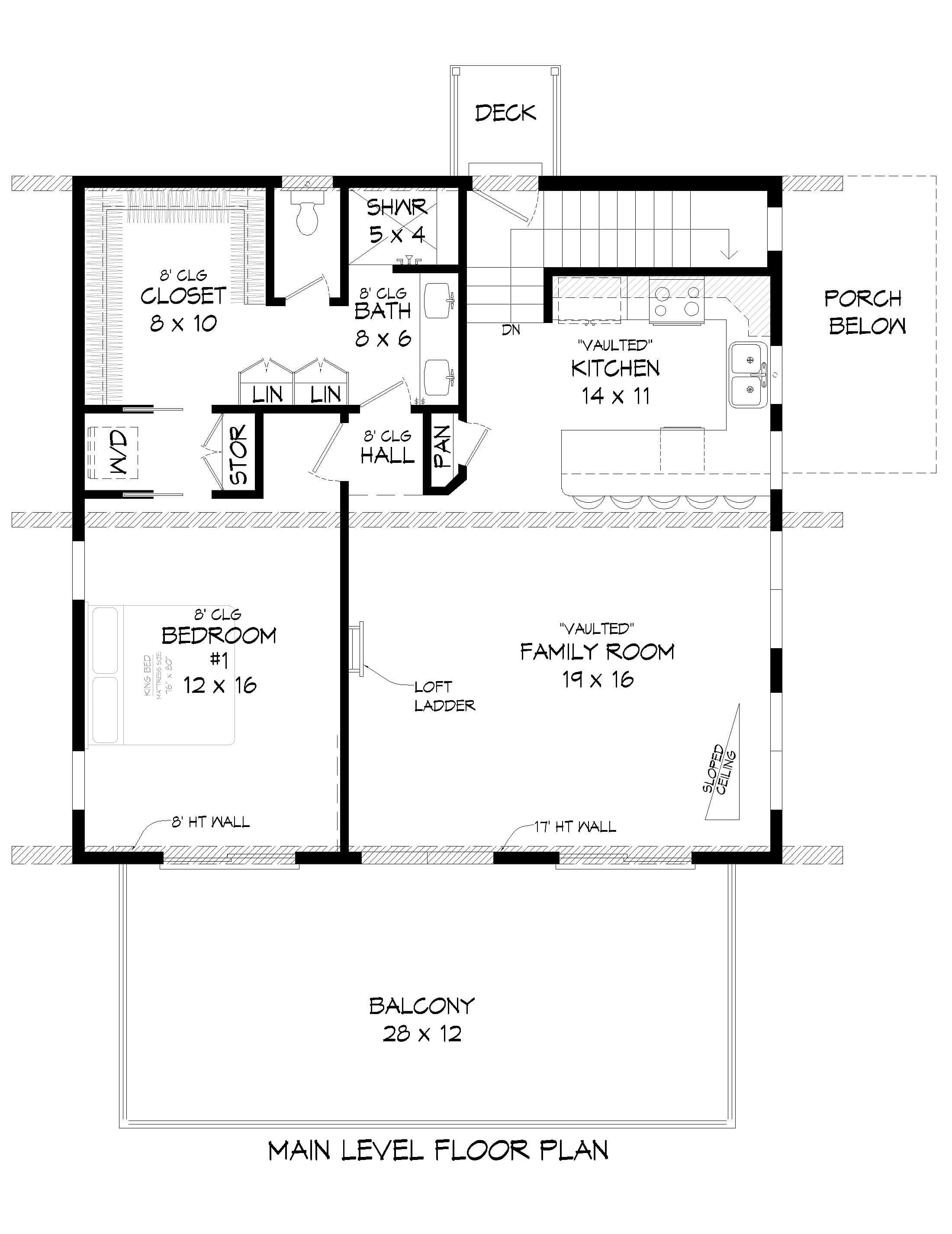 Main Level of Modern Plan #196-1932