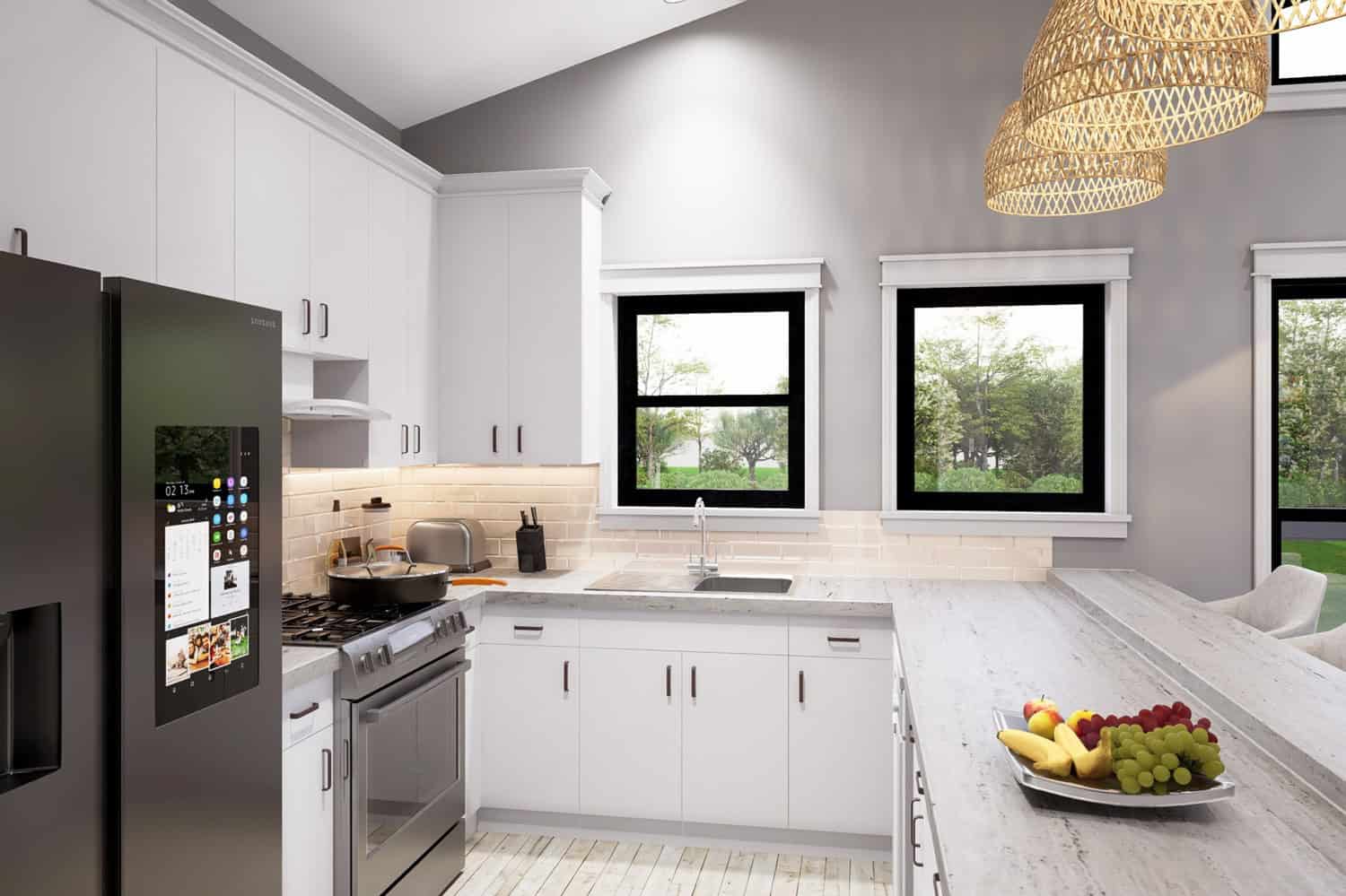 Kitchen: Breakfast Bar of this 1-Bedroom,1008 Sq Ft Plan -196-1932