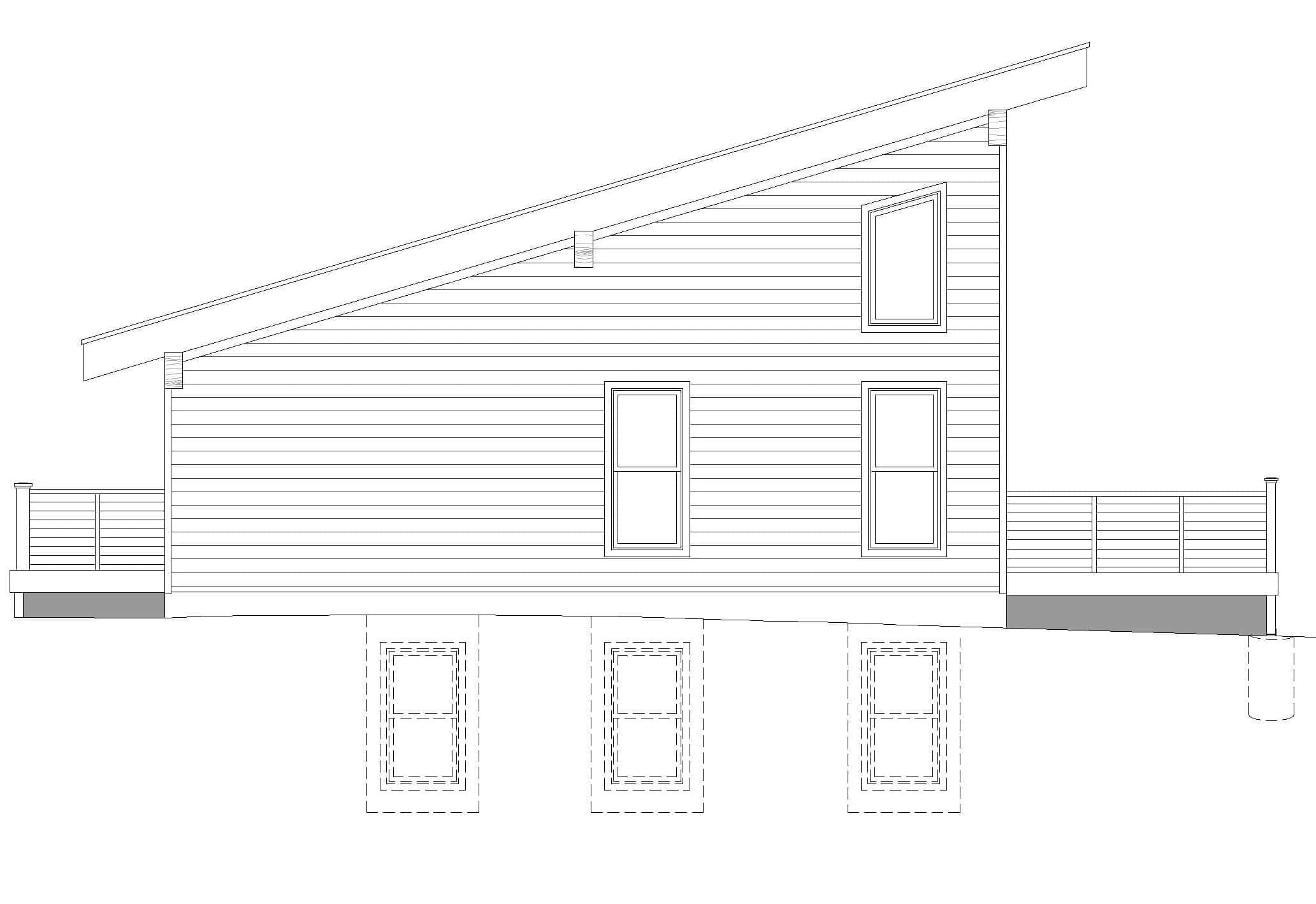 Home Plan Left Elevation of this 1-Bedroom,1008 Sq Ft Plan -196-1932