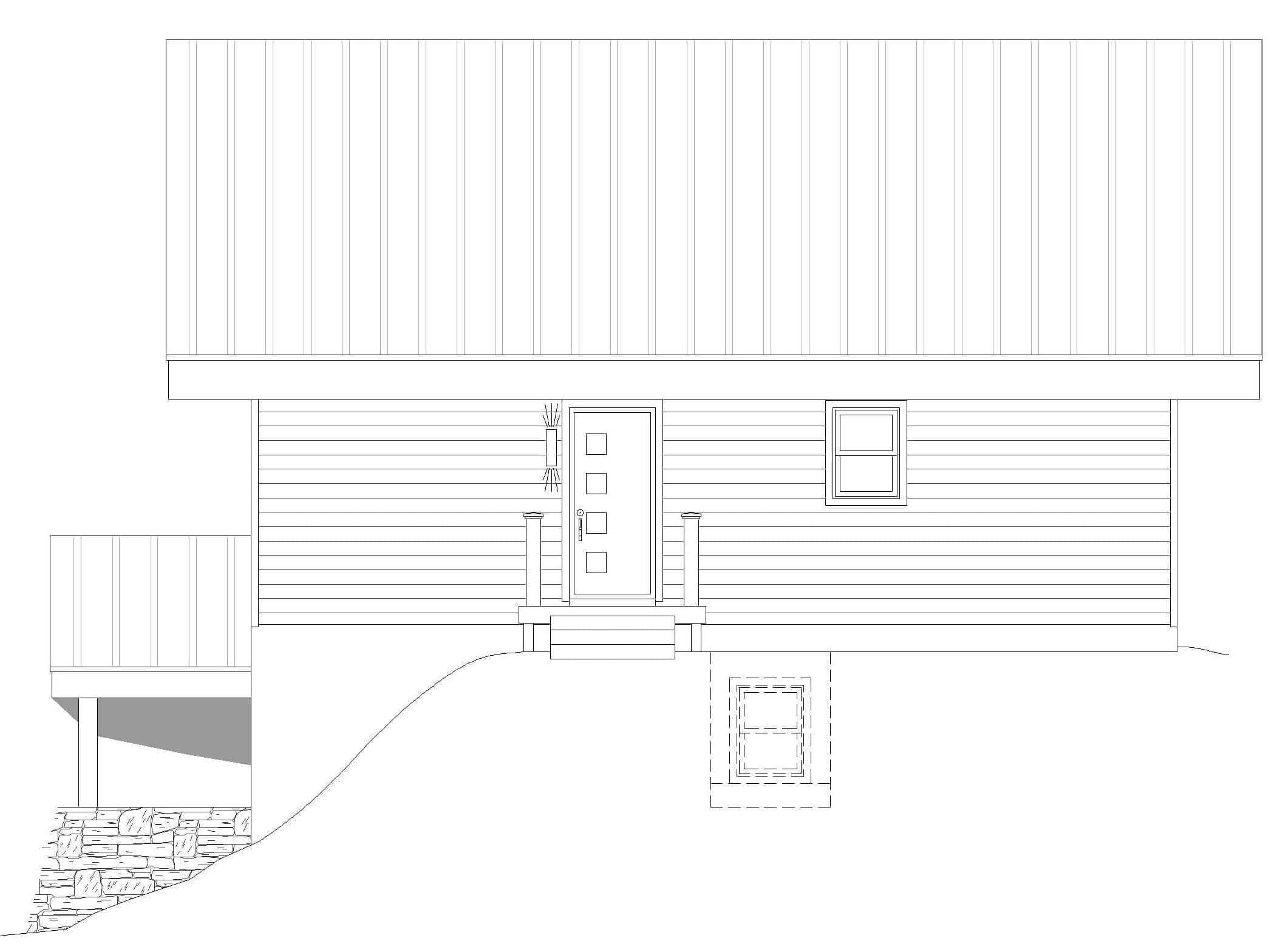 Home Plan Rear Elevation of this 1-Bedroom,1008 Sq Ft Plan -196-1932