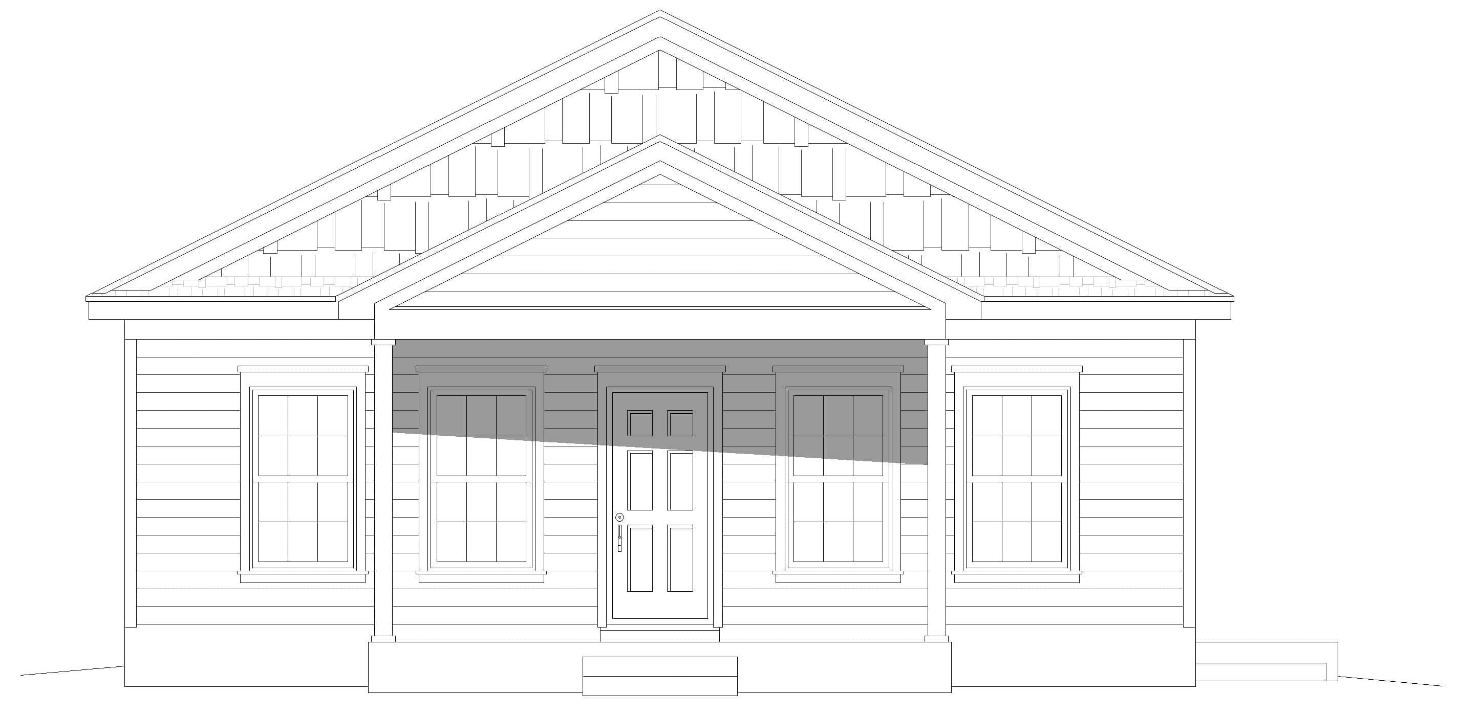 Home Plan Front Elevation of this 2-Bedroom,1140 Sq Ft Plan -196-1933