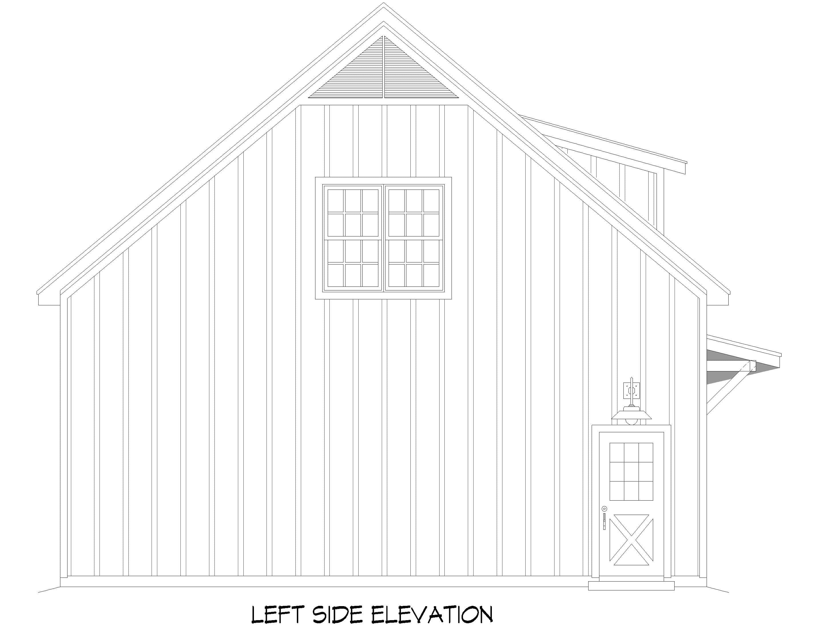 Home Plan Left Elevation of this 0-Bedroom,891 Sq Ft Plan -196-1936