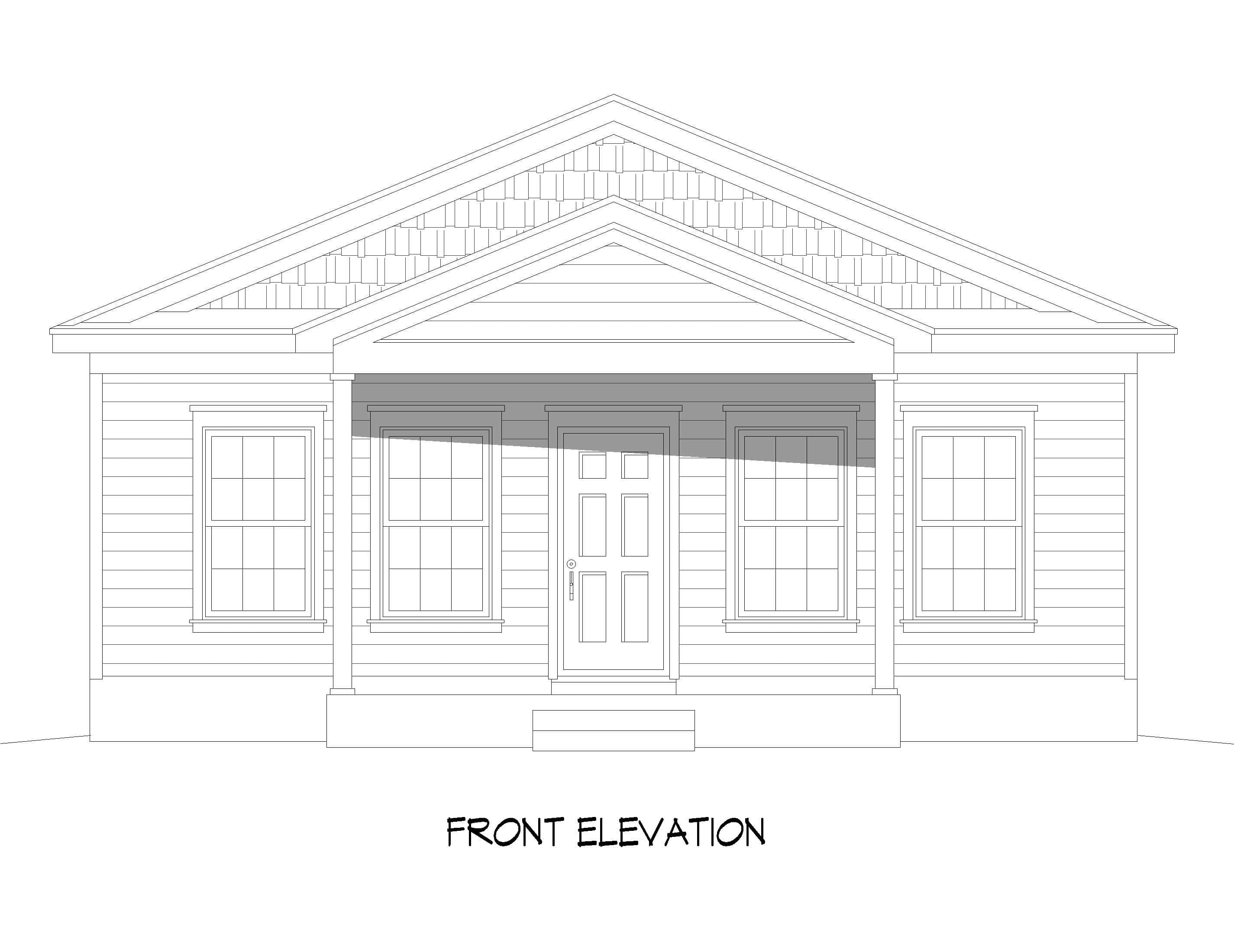 Home Plan Front Elevation of this 3-Bedroom,1273 Sq Ft Plan -196-1939
