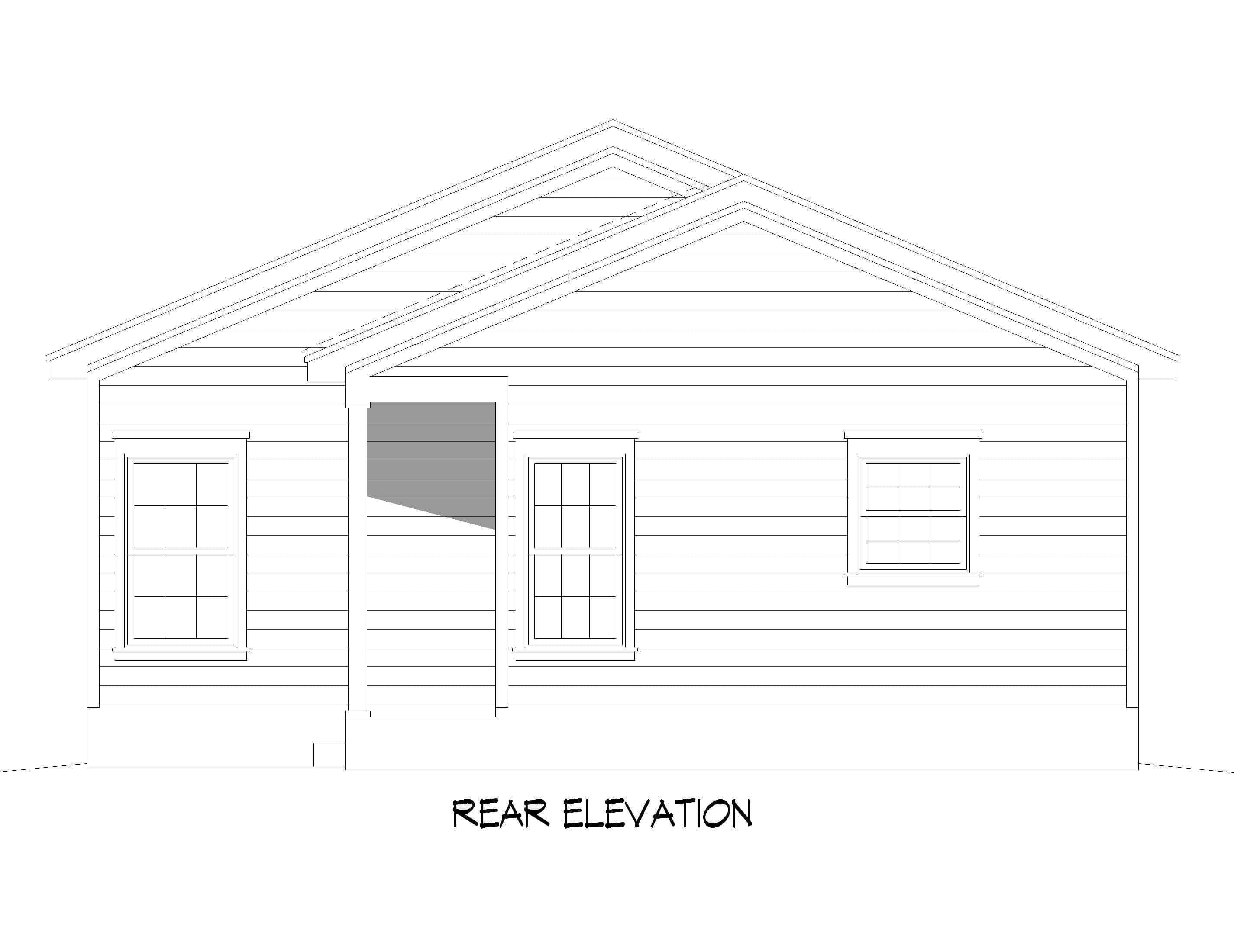 Home Plan Rear Elevation of this 3-Bedroom,1273 Sq Ft Plan -196-1939