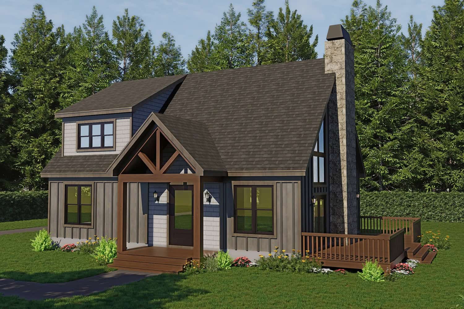 Front elevation of Cabin home (ThePlanCollection: House Plan #196-1941)