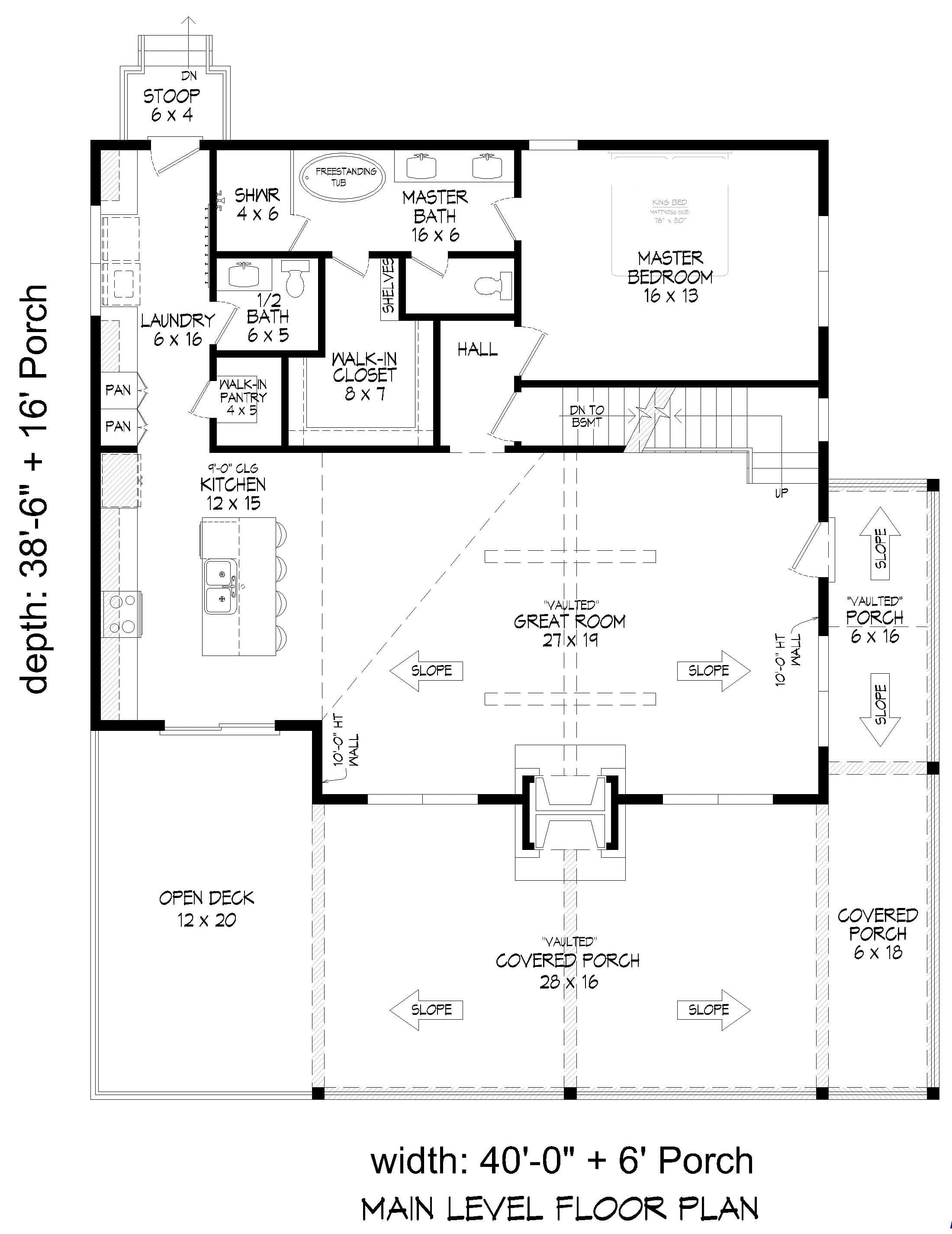 Main Level of Lake Plan #196-1942