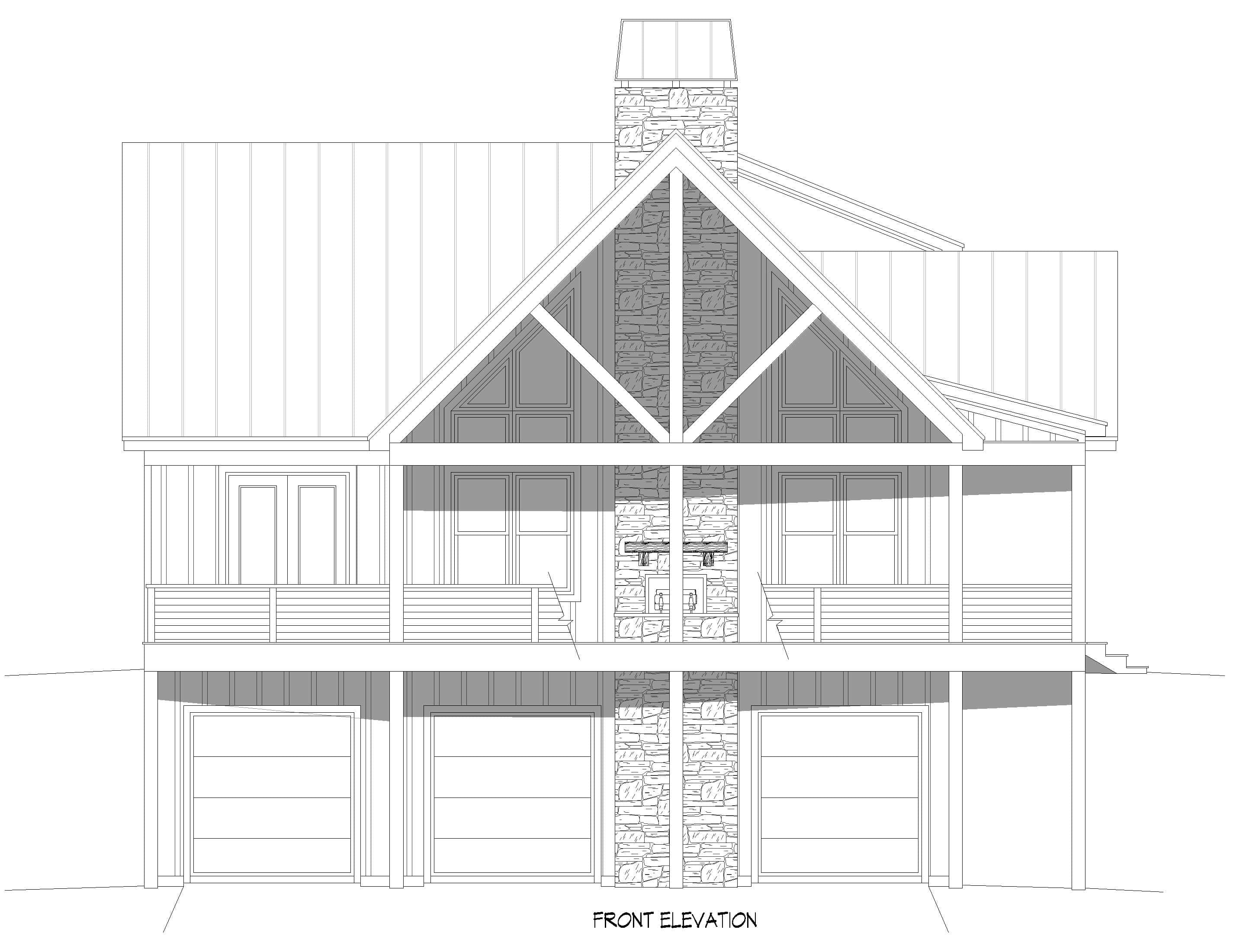 Home Plan Front Elevation of this 3-Bedroom,2081 Sq Ft Plan -196-1942