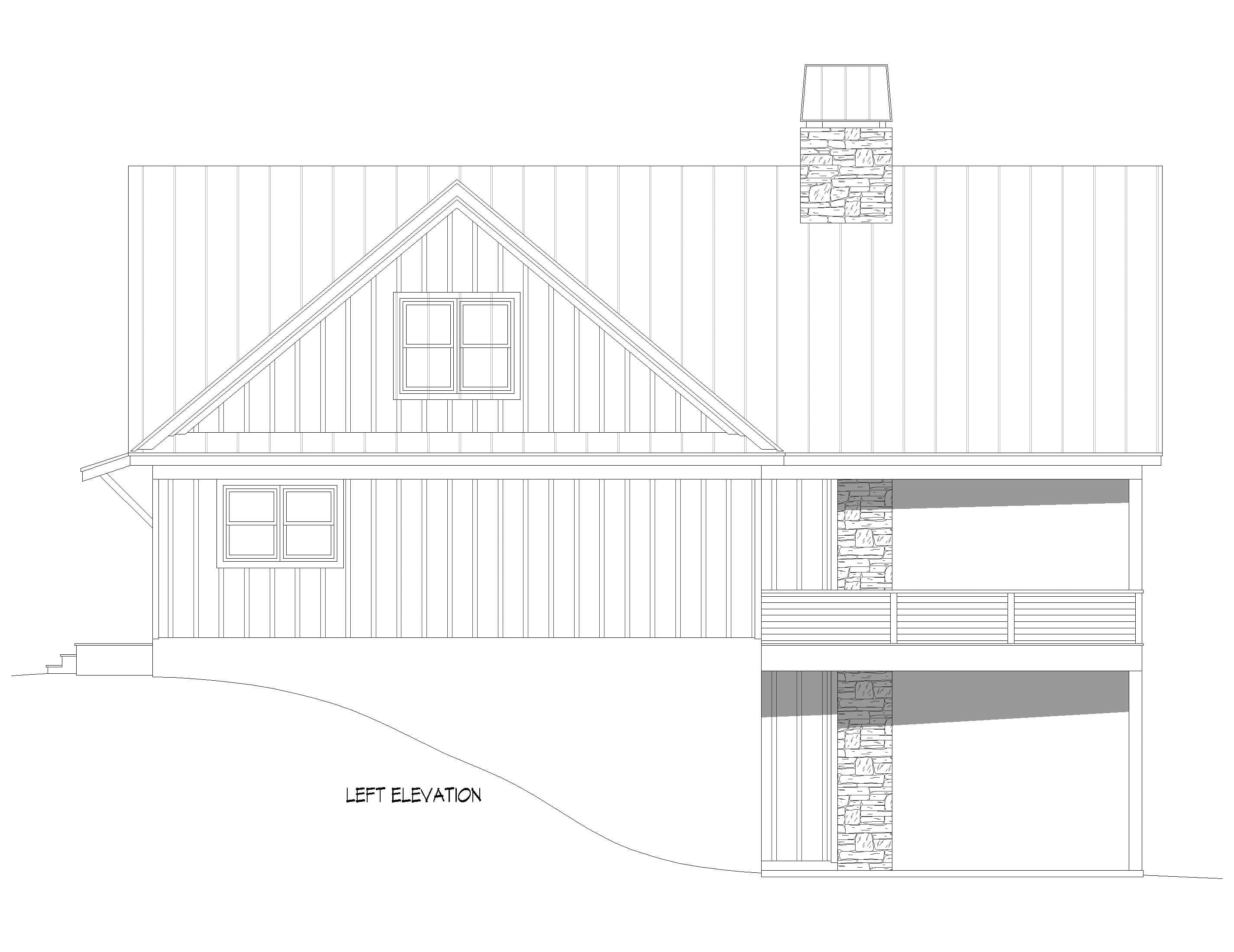 Home Plan Left Elevation of this 3-Bedroom,2081 Sq Ft Plan -196-1942