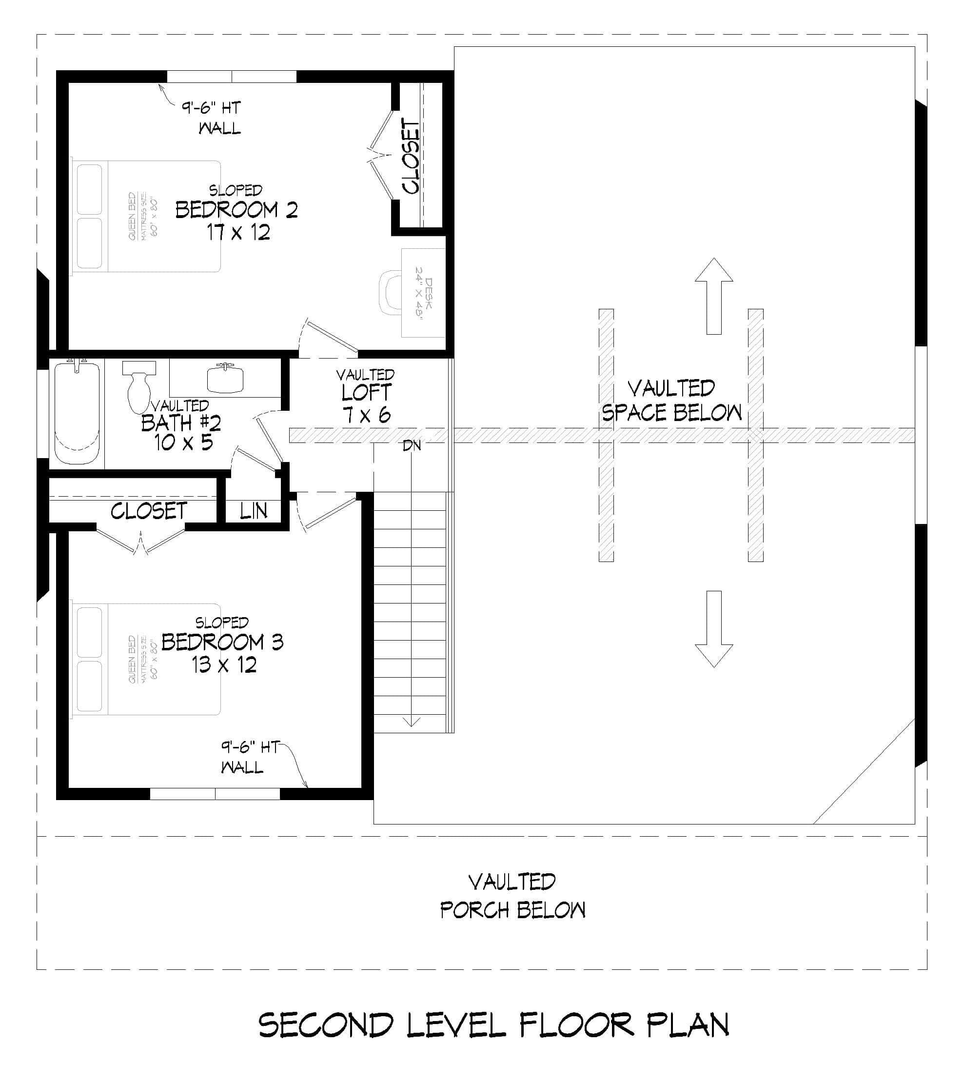 Upper Level of Modern Farmhouse Plan #196-1943