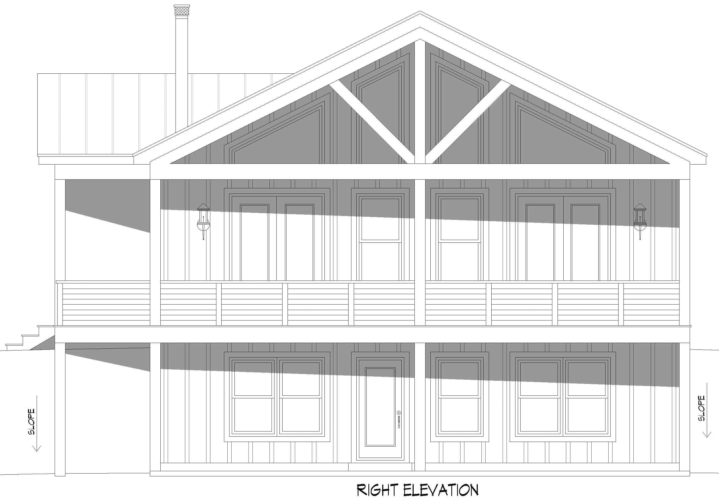 Home Plan Right Elevation of this 4-Bedroom,2924 Sq Ft Plan -196-1944