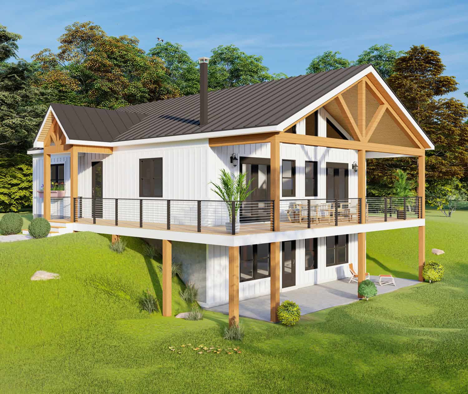 Front elevation of Modern Farmhouse home (ThePlanCollection: House Plan #196-1944)