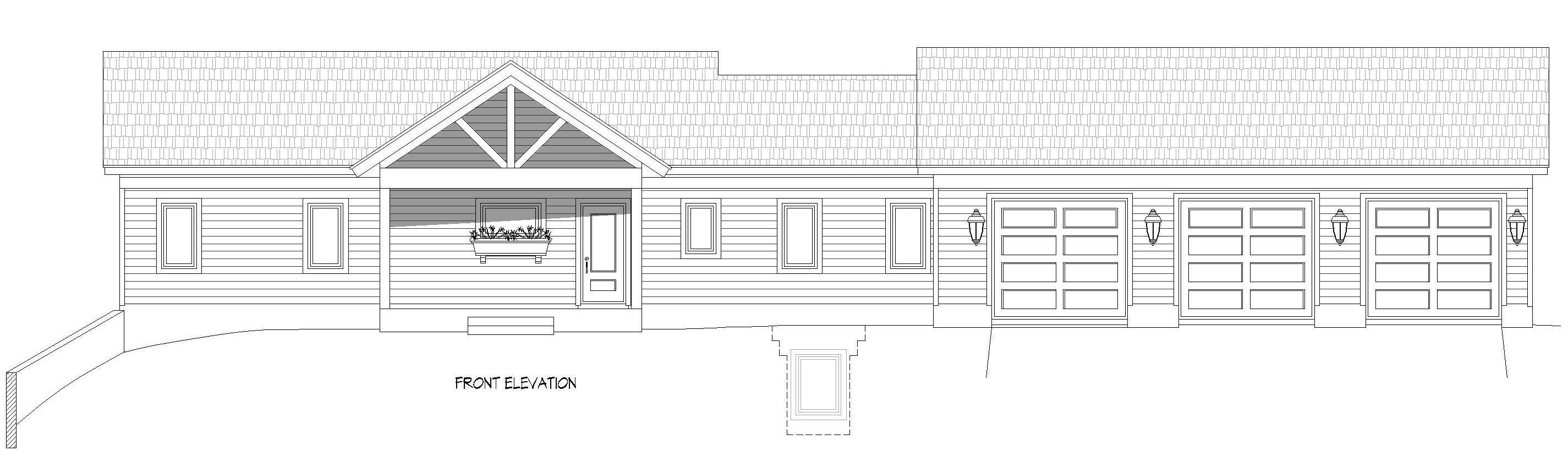 Home Plan Front Elevation of this 2-Bedroom,1491 Sq Ft Plan -196-1945