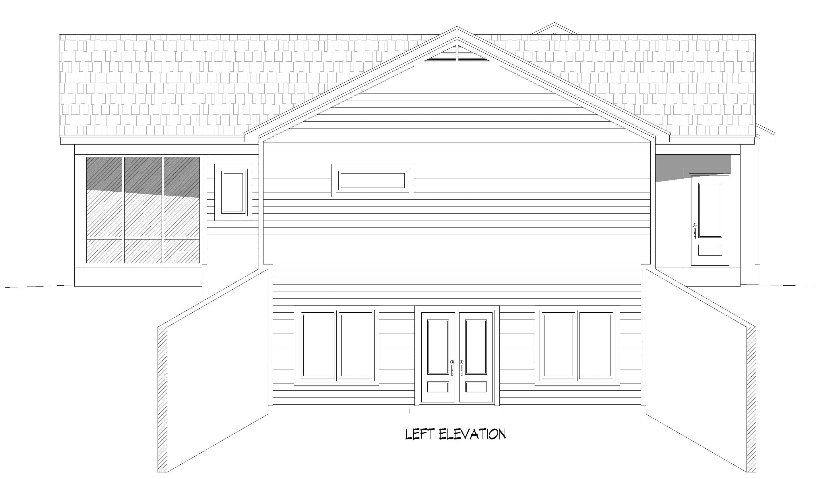Home Plan Left Elevation of this 2-Bedroom,1491 Sq Ft Plan -196-1945