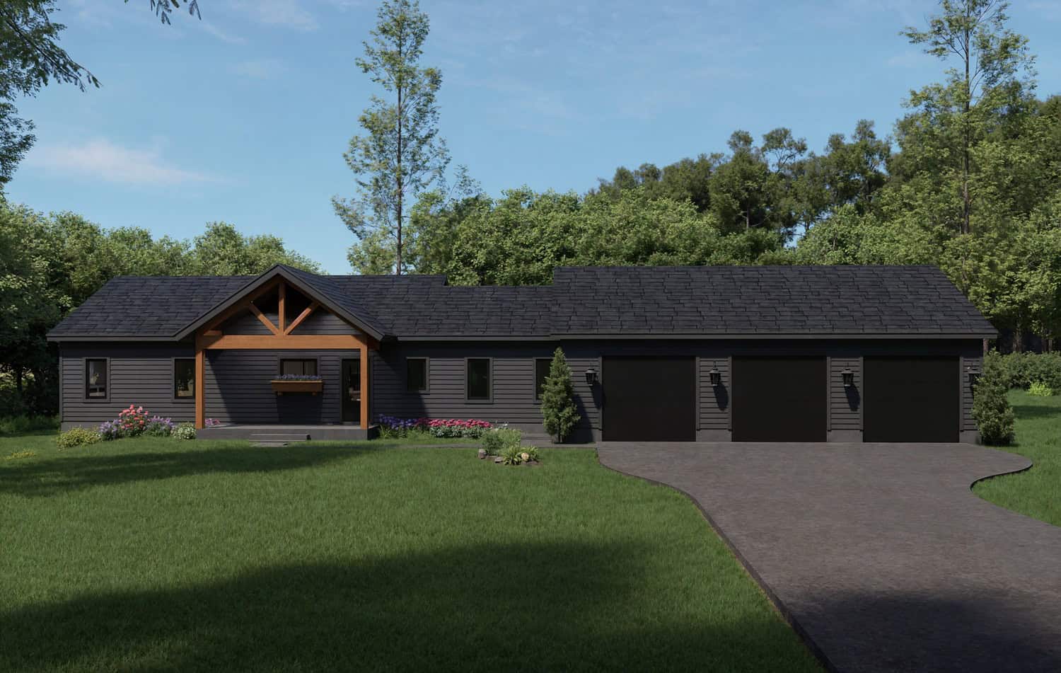 Front elevation of Ranch home (ThePlanCollection: House Plan #196-1945)