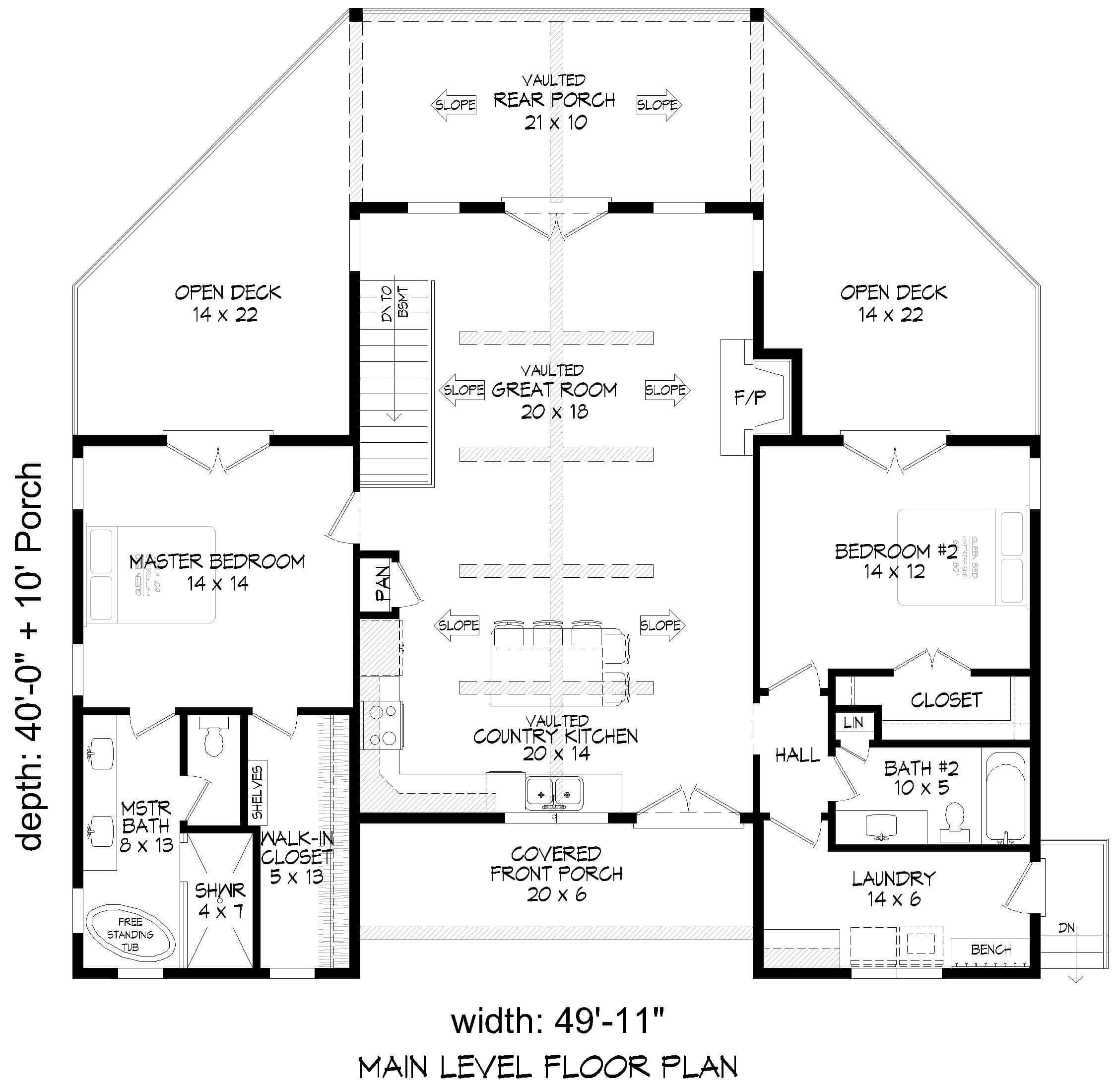 Main Level of Modern Farmhouse Plan #196-1946