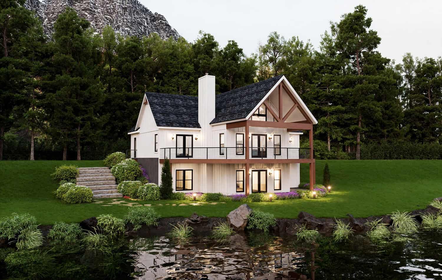 Home at Night of this 2-Bedroom,1500 Sq Ft Plan -196-1946
