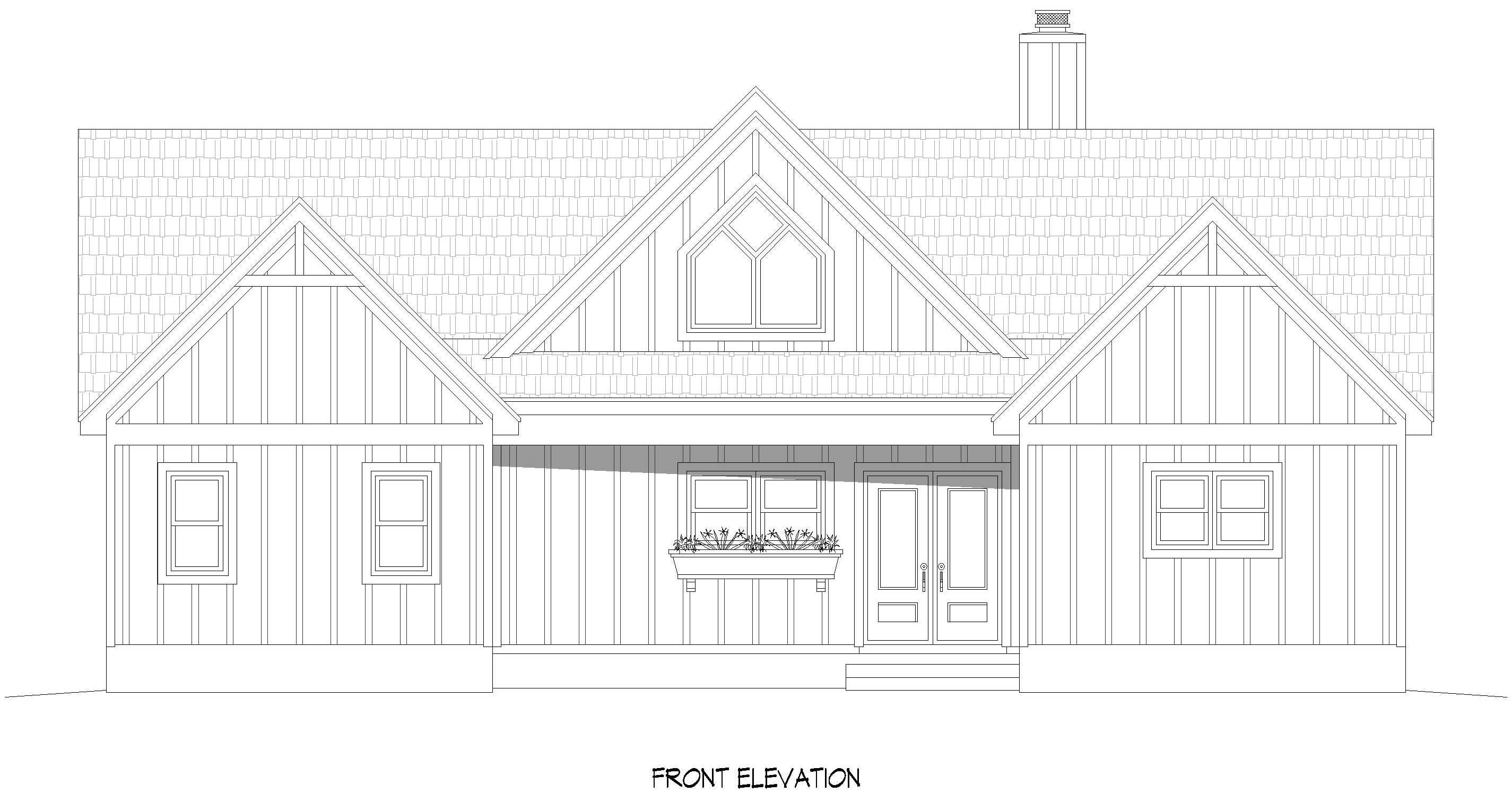 Home Plan Front Elevation of this 2-Bedroom,1500 Sq Ft Plan -196-1946
