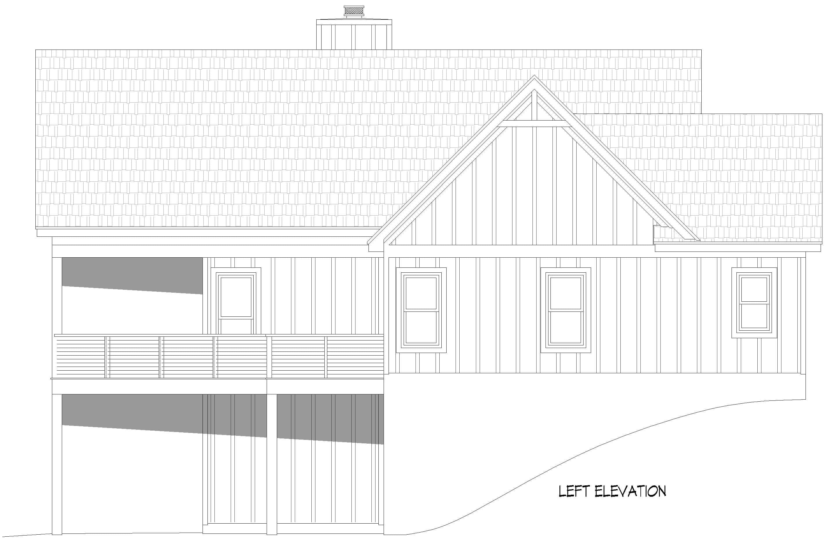Home Plan Left Elevation of this 2-Bedroom,1500 Sq Ft Plan -196-1946