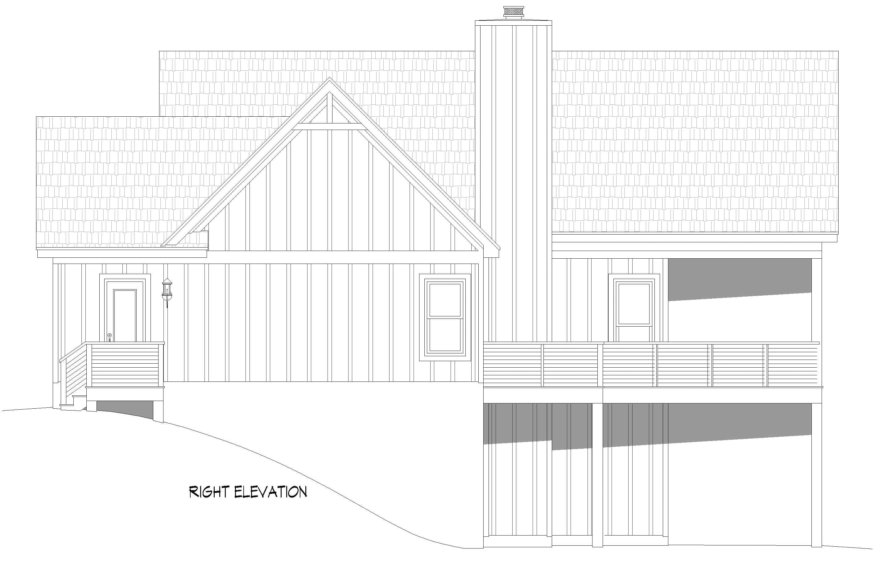 Home Plan Right Elevation of this 2-Bedroom,1500 Sq Ft Plan -196-1946