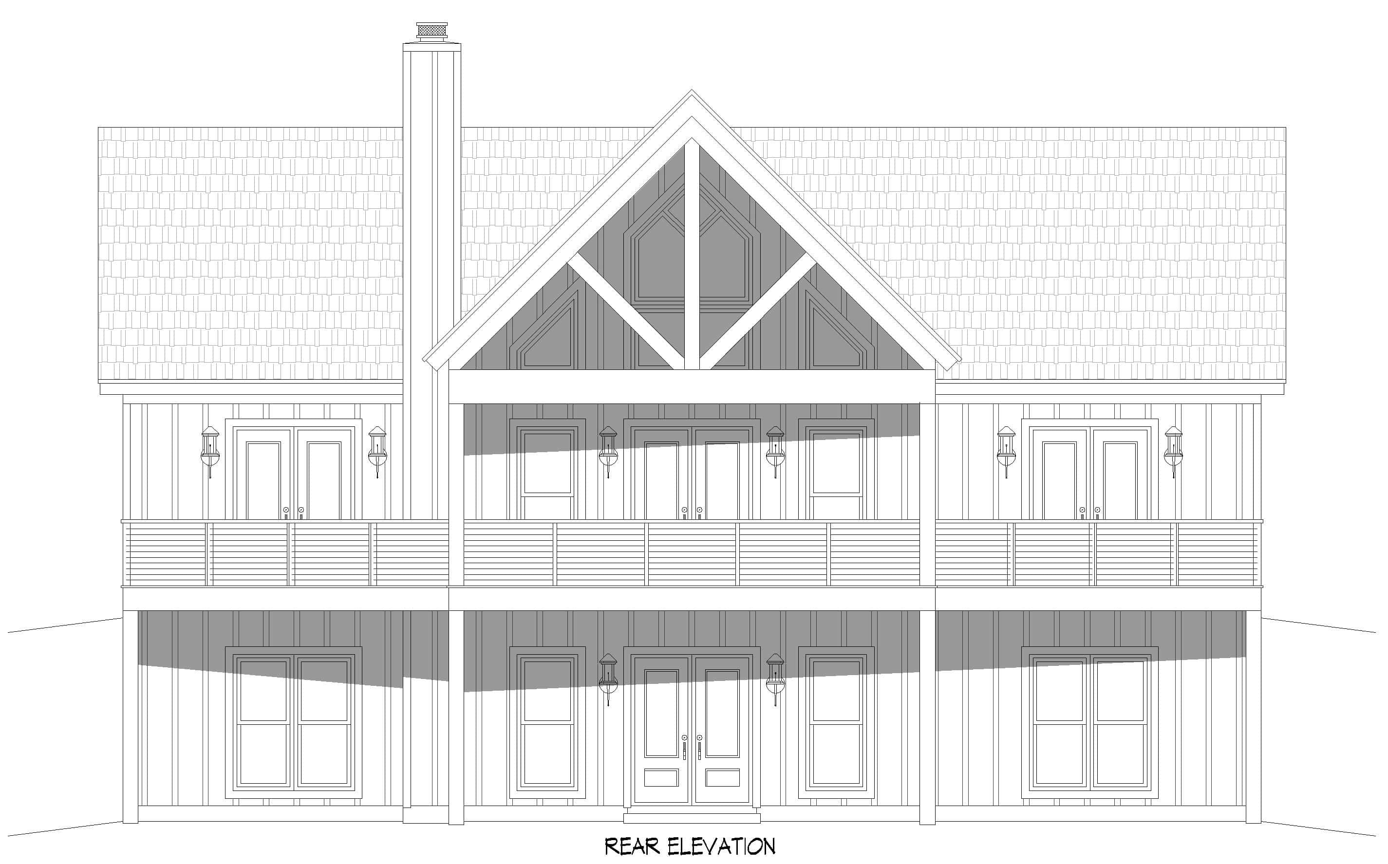 Home Plan Rear Elevation of this 2-Bedroom,1500 Sq Ft Plan -196-1946