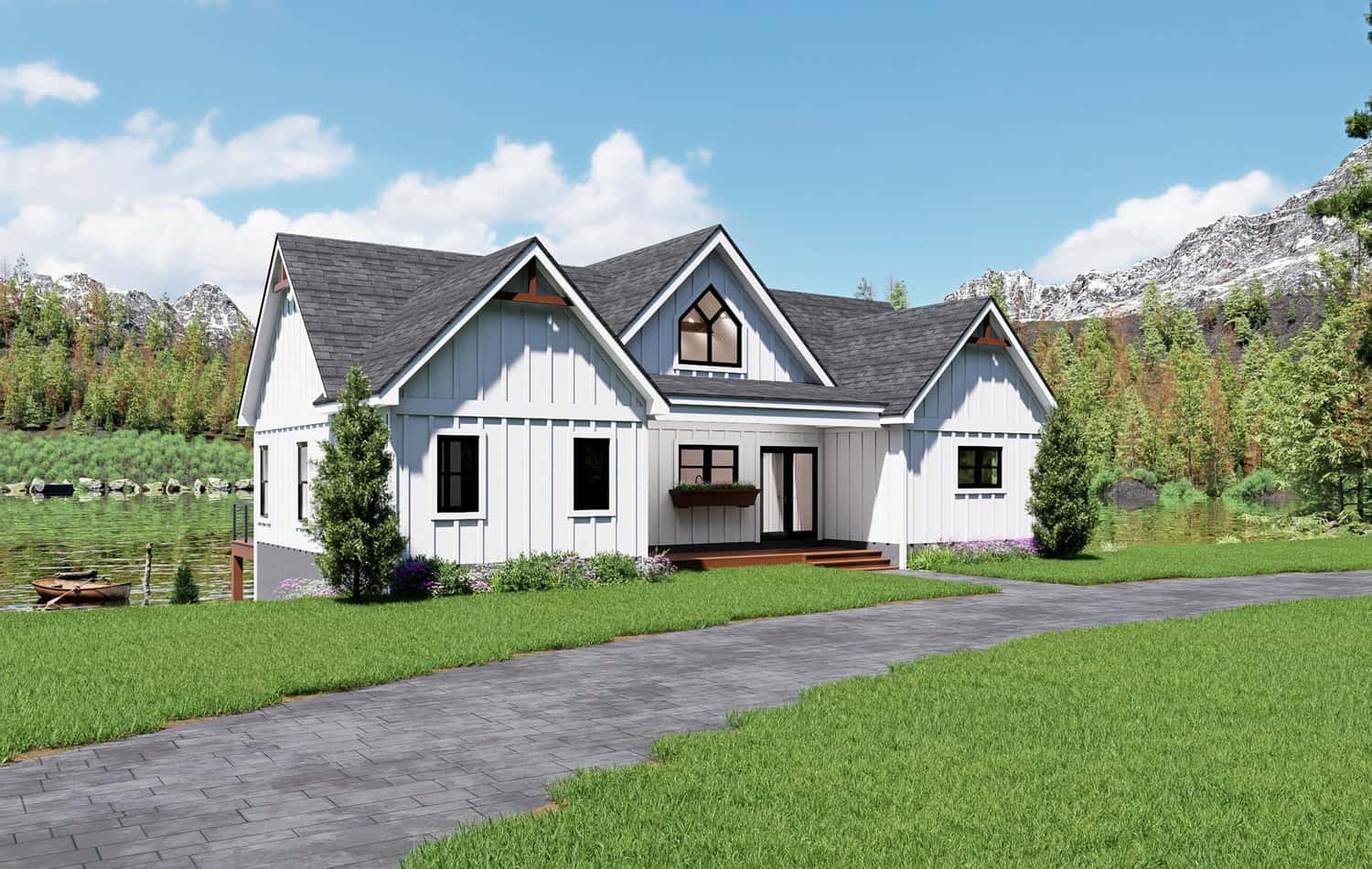 Front elevation of Modern Farmhouse home (ThePlanCollection: House Plan #196-1946)