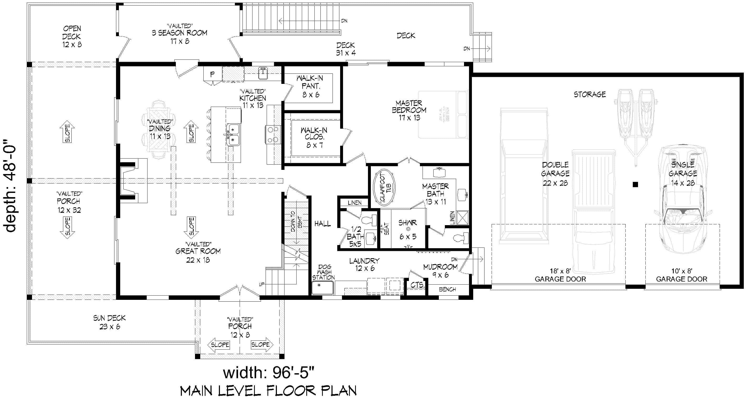 Main Level of Modern Farmhouse Plan #196-1948