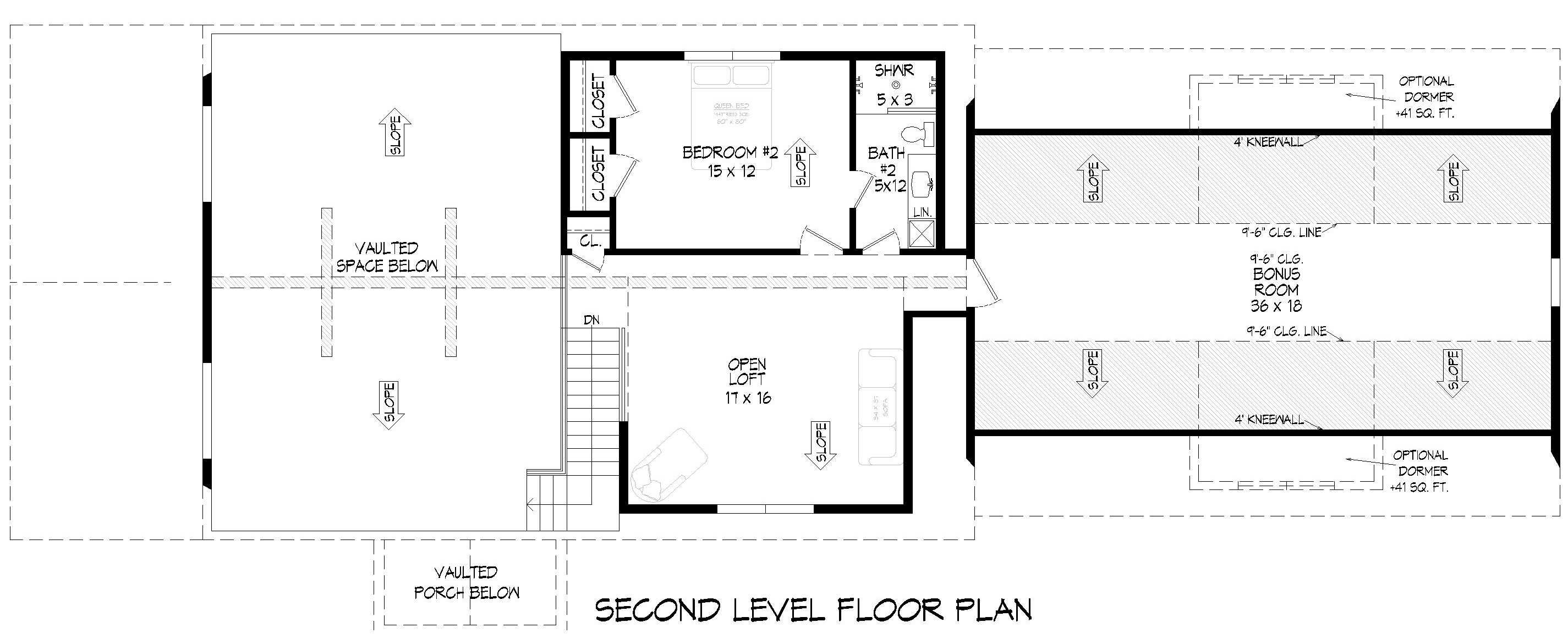 Upper Level of Modern Farmhouse Plan #196-1948
