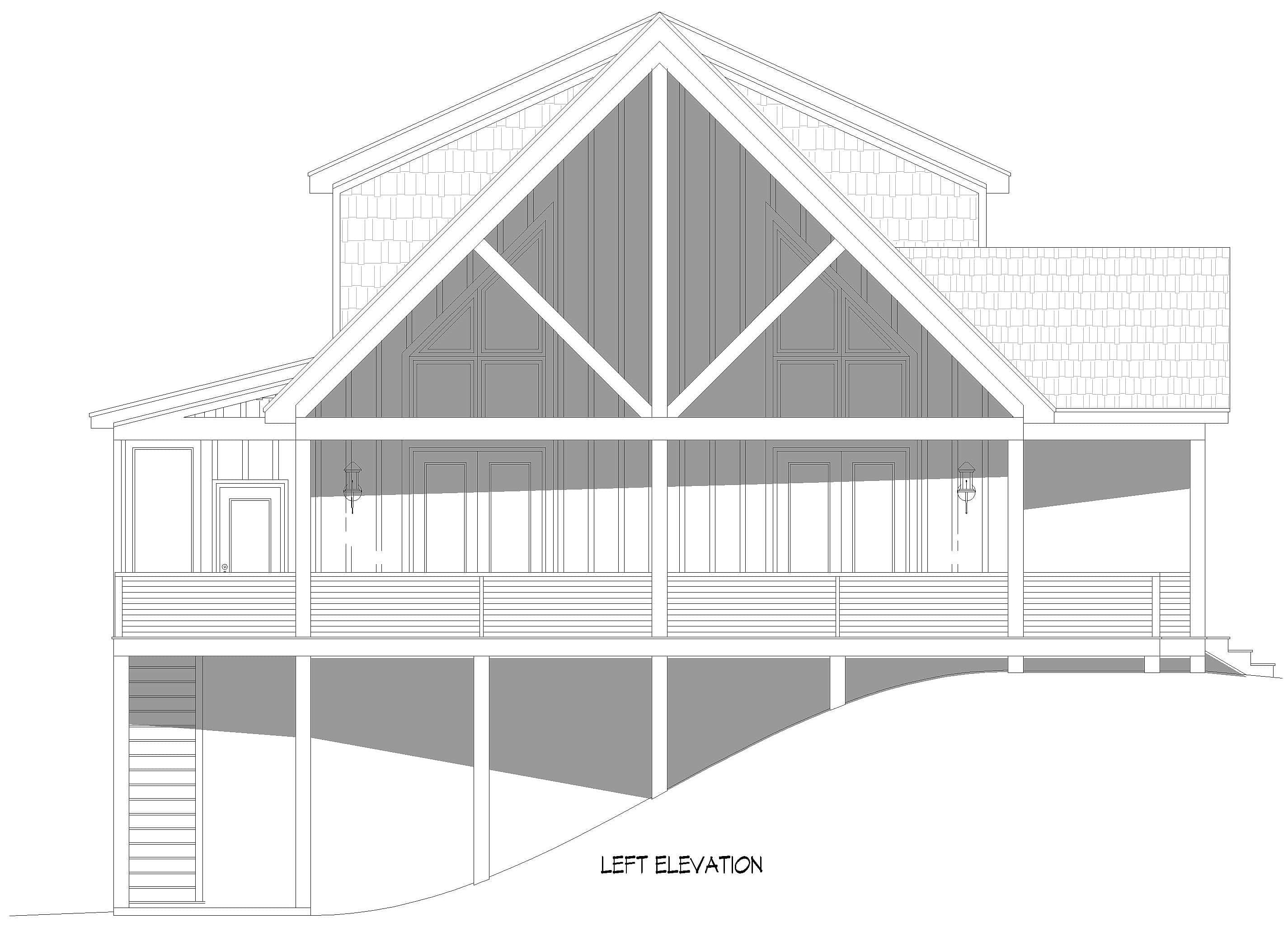 Home Plan Left Elevation of this 4-Bedroom,4039 Sq Ft Plan -196-1948