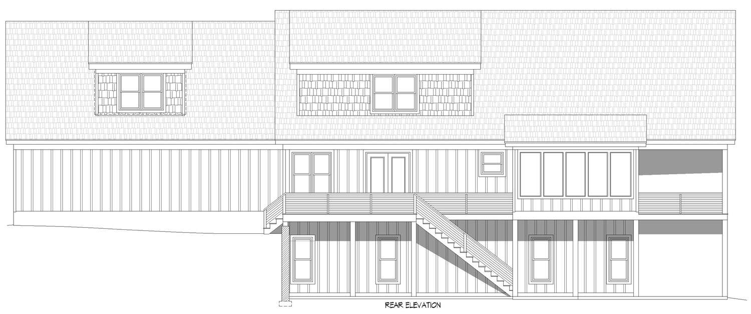Home Plan Rear Elevation of this 4-Bedroom,4039 Sq Ft Plan -196-1948