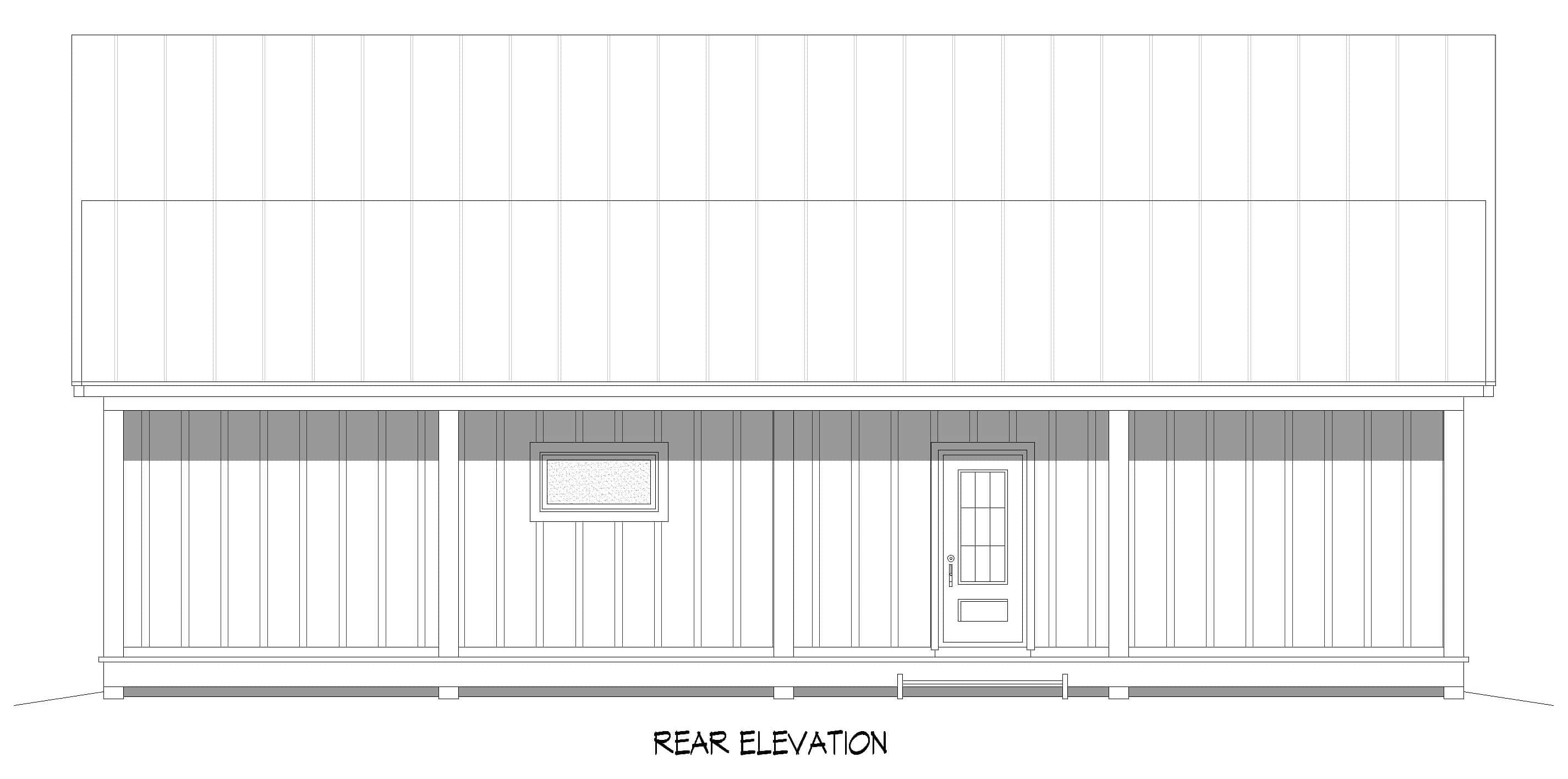 Home Plan Rear Elevation of this 3-Bedroom,1564 Sq Ft Plan -196-1949