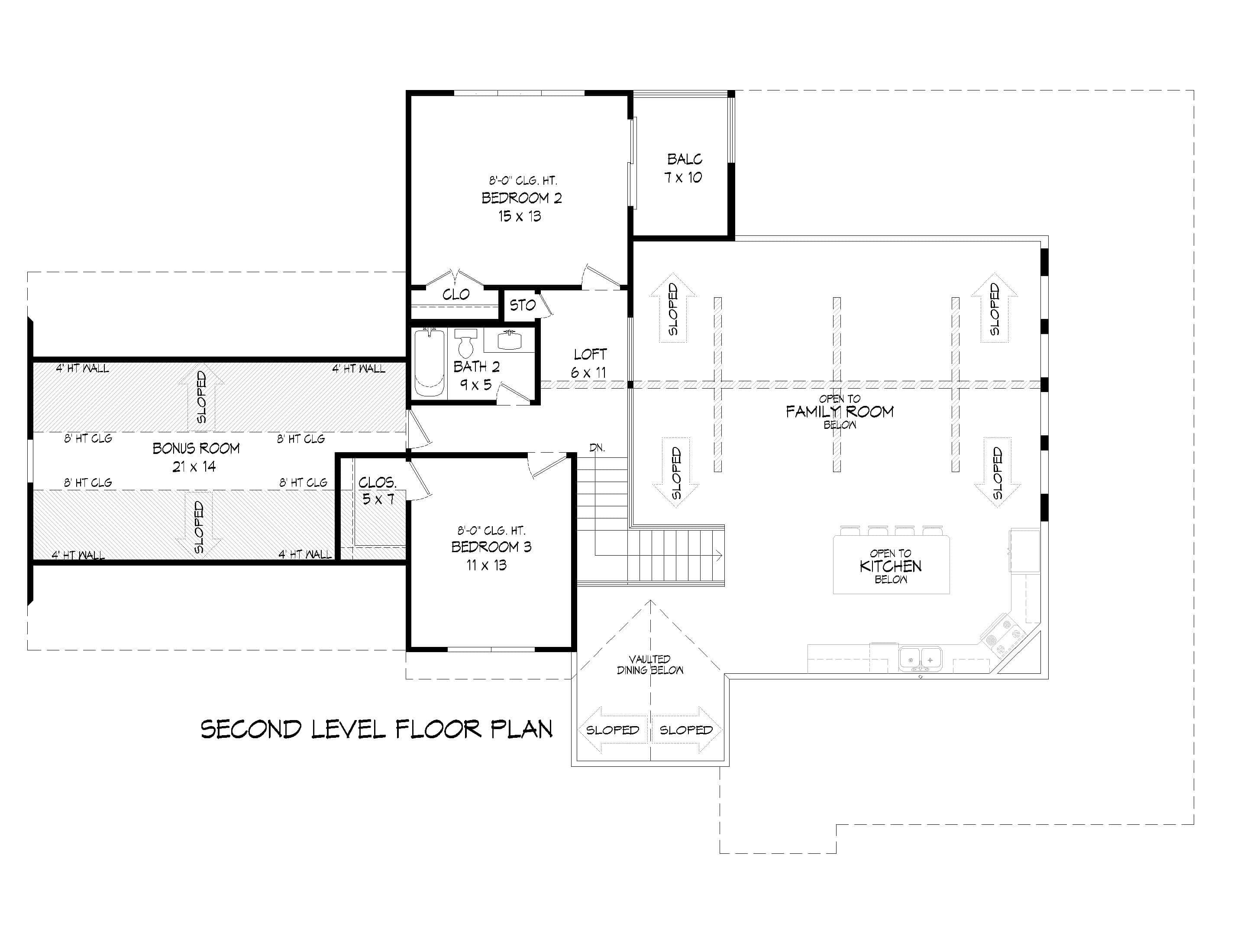 Upper Level of Modern Farmhouse Plan #196-1950