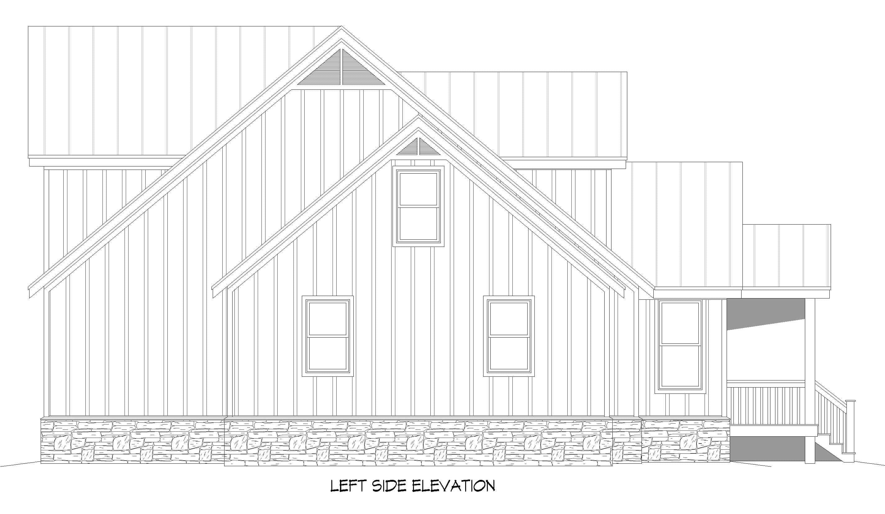 Home Plan Left Elevation of this 3-Bedroom,2165 Sq Ft Plan -196-1950
