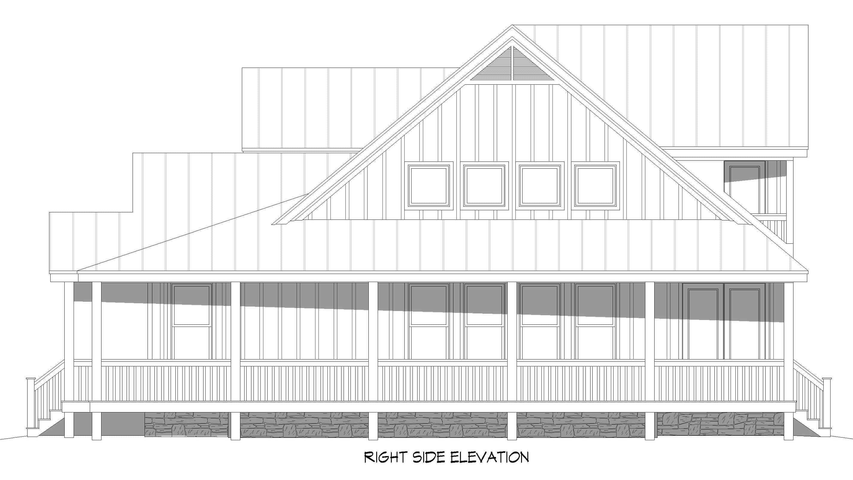 Home Plan Right Elevation of this 3-Bedroom,2165 Sq Ft Plan -196-1950