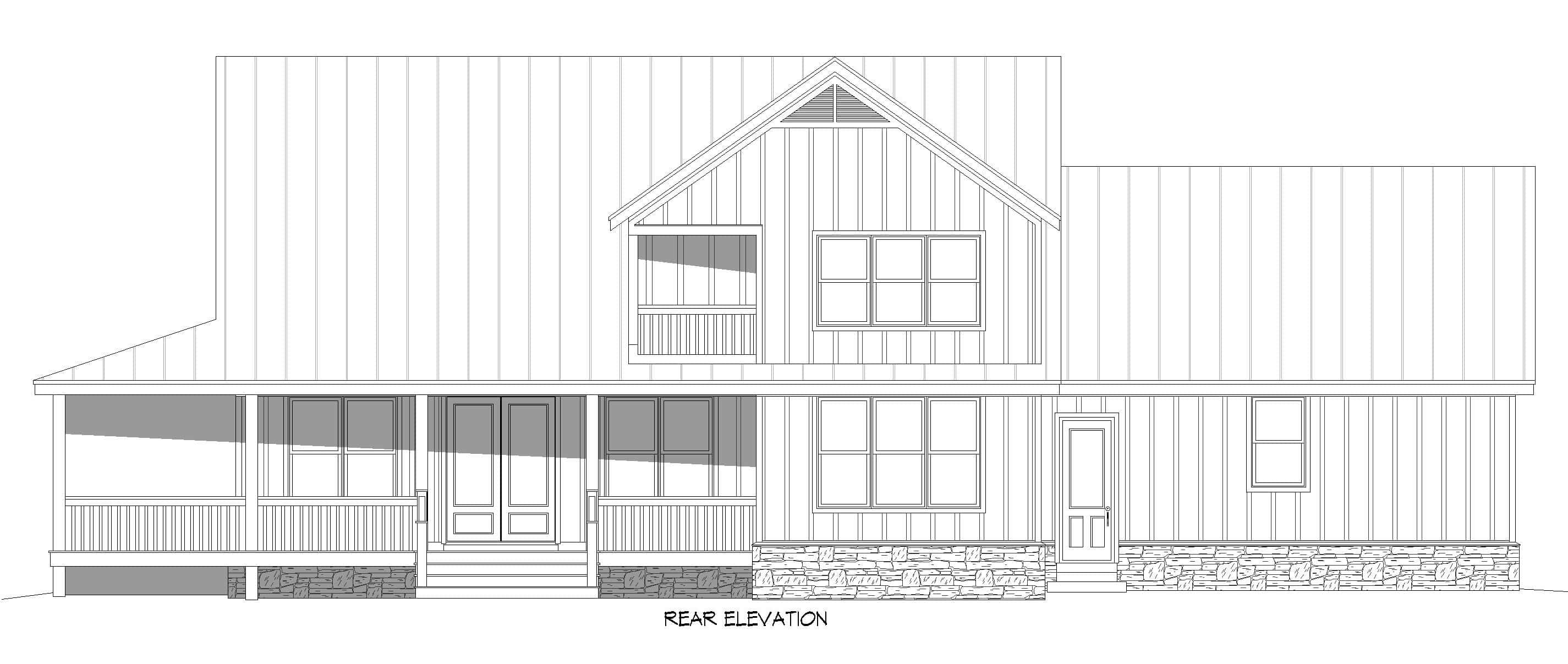 Home Plan Rear Elevation of this 3-Bedroom,2165 Sq Ft Plan -196-1950