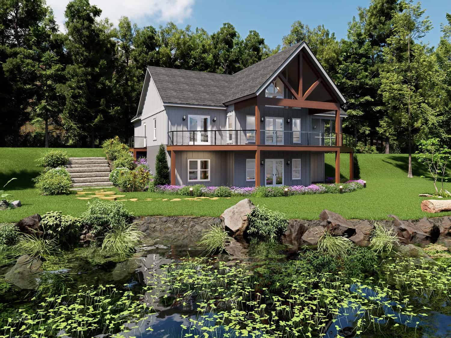 Rear View of this 3-Bedroom,1614 Sq Ft Plan -196-1951