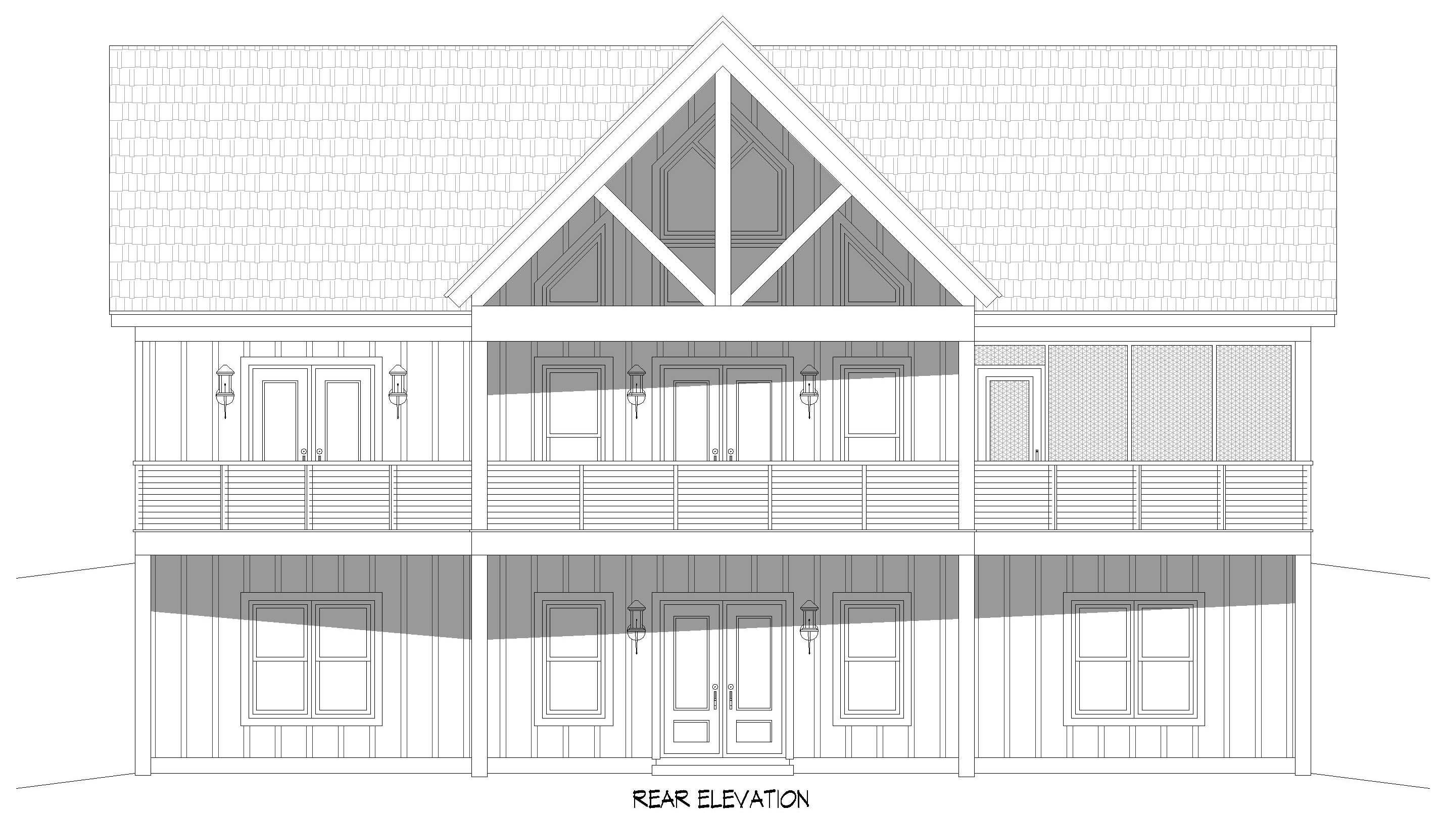 Home Plan Rear Elevation of this 3-Bedroom,1614 Sq Ft Plan -196-1951