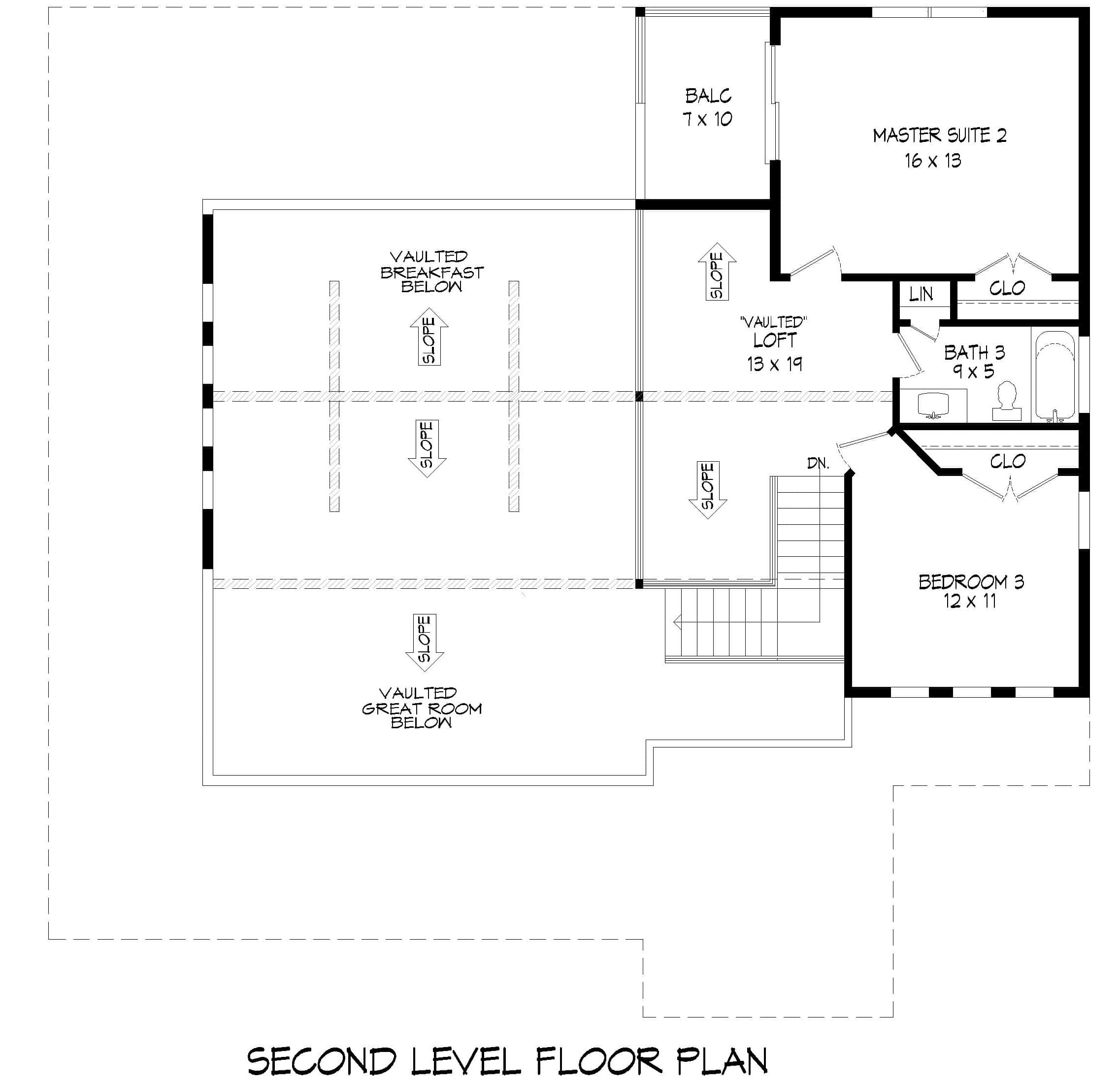 Upper Level of Modern Farmhouse Plan #196-1953