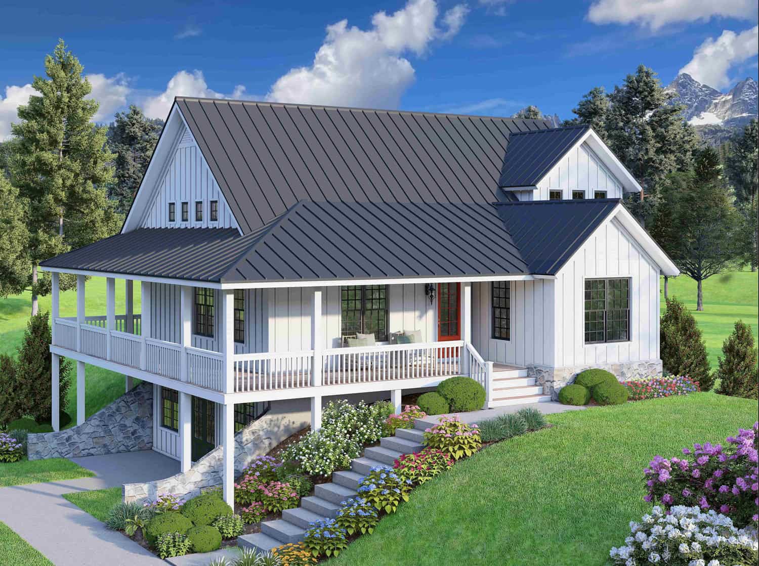 Rear View of this 3-Bedroom,2466 Sq Ft Plan -196-1953