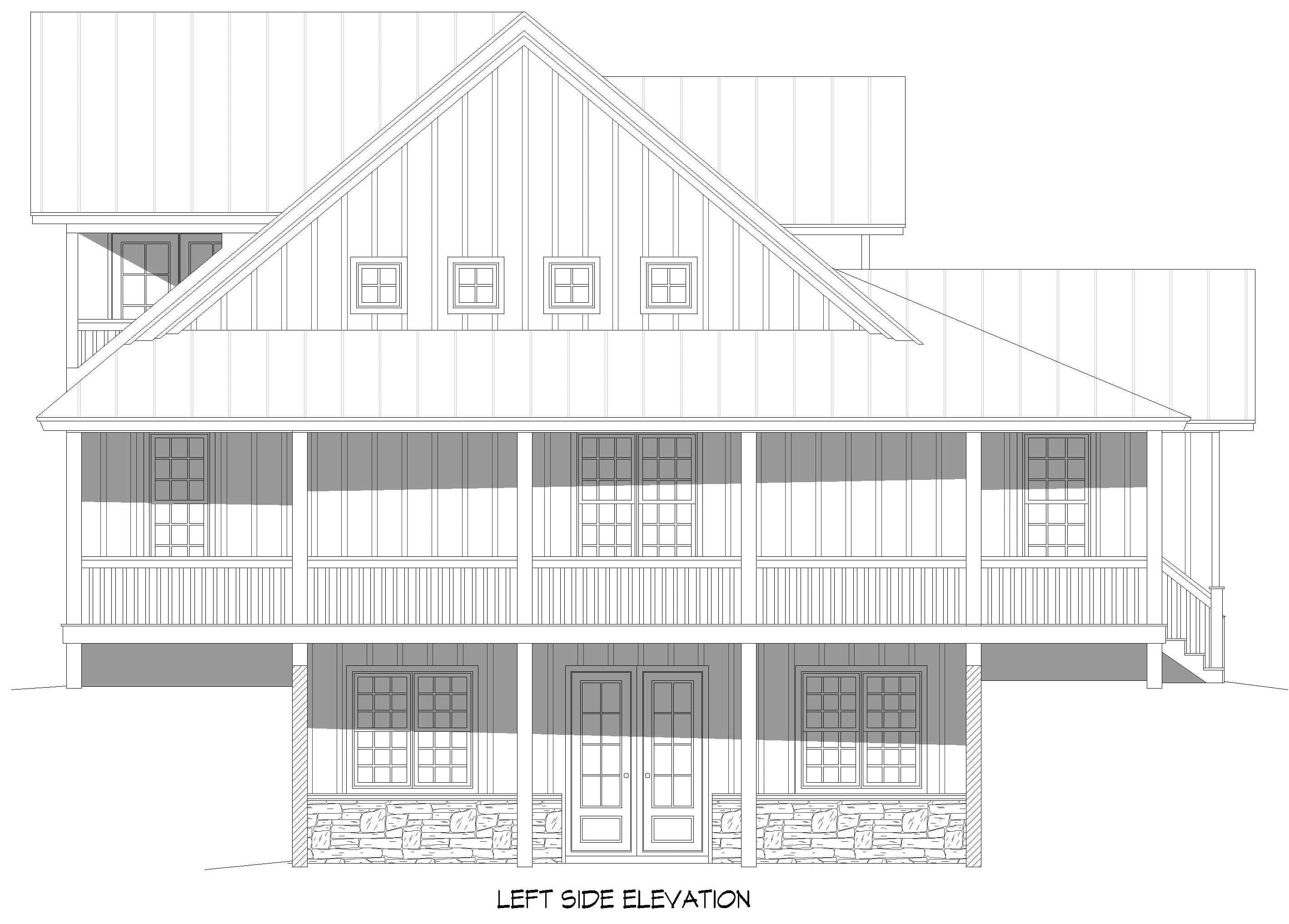Home Plan Left Elevation of this 3-Bedroom,2466 Sq Ft Plan -196-1953