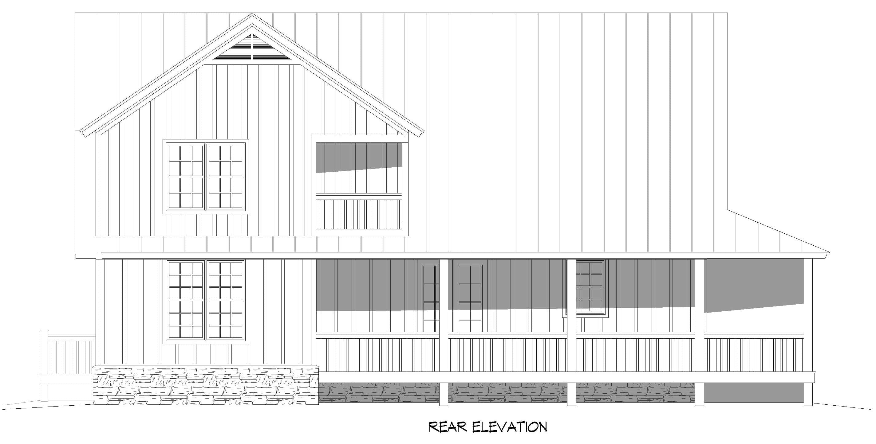 Home Plan Rear Elevation of this 3-Bedroom,2466 Sq Ft Plan -196-1953