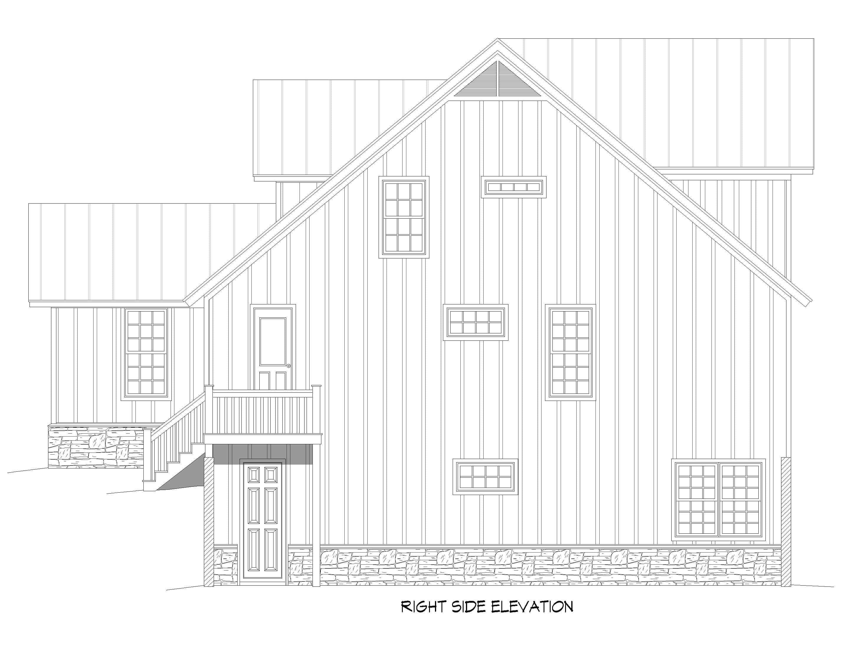 Home Plan Right Elevation of this 3-Bedroom,2466 Sq Ft Plan -196-1953