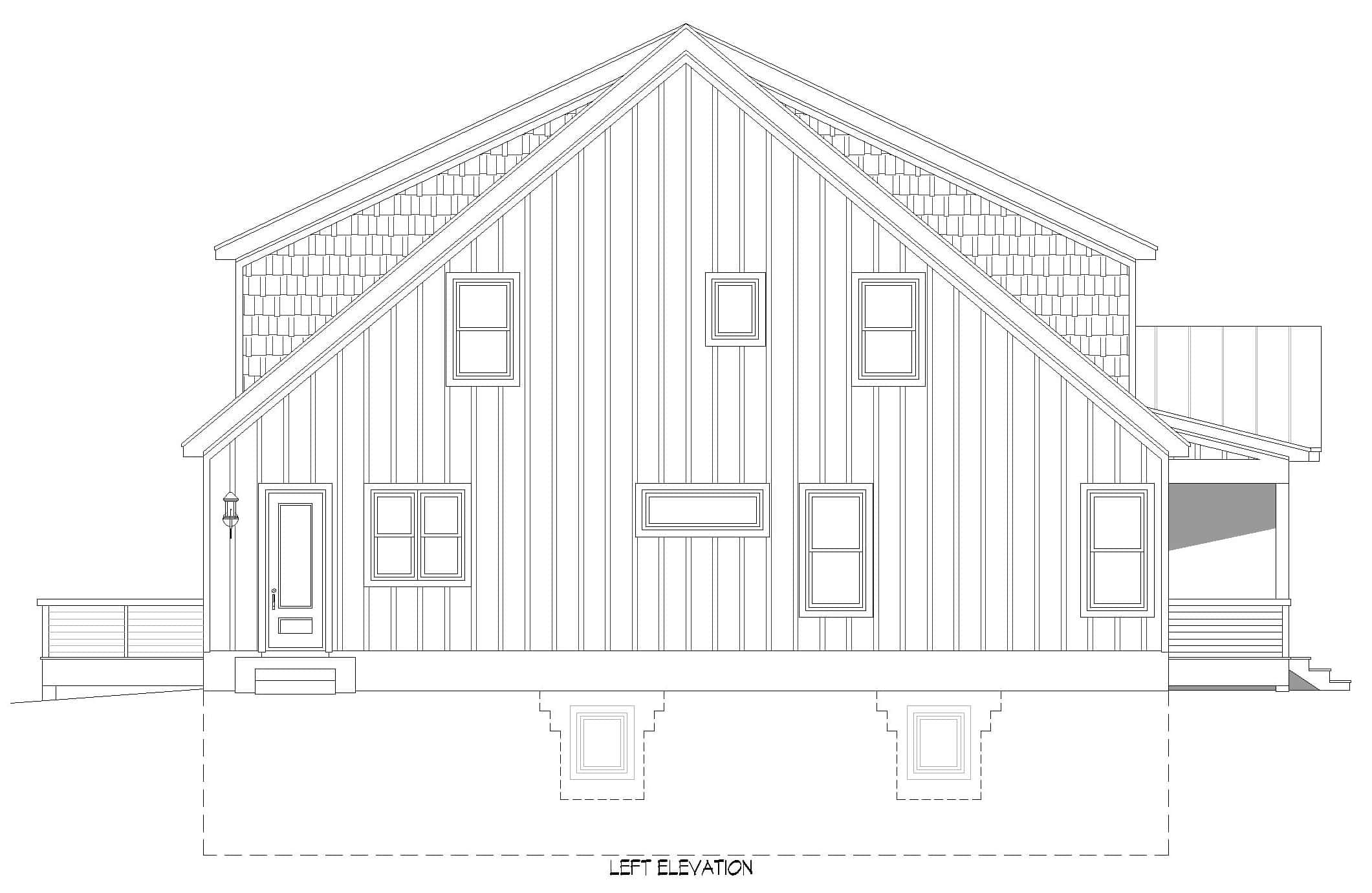 Home Plan Left Elevation of this 3-Bedroom,3006 Sq Ft Plan -196-1955